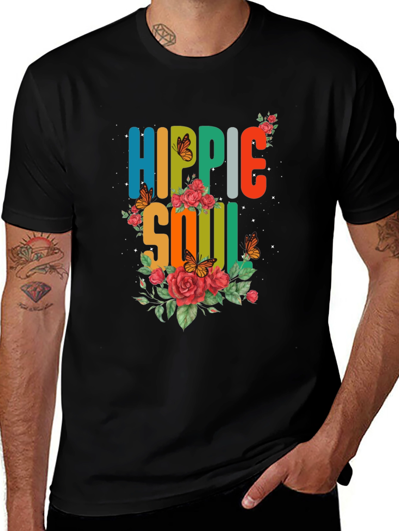 Hippie Soul Graphic T-Shirt - Floral Design
