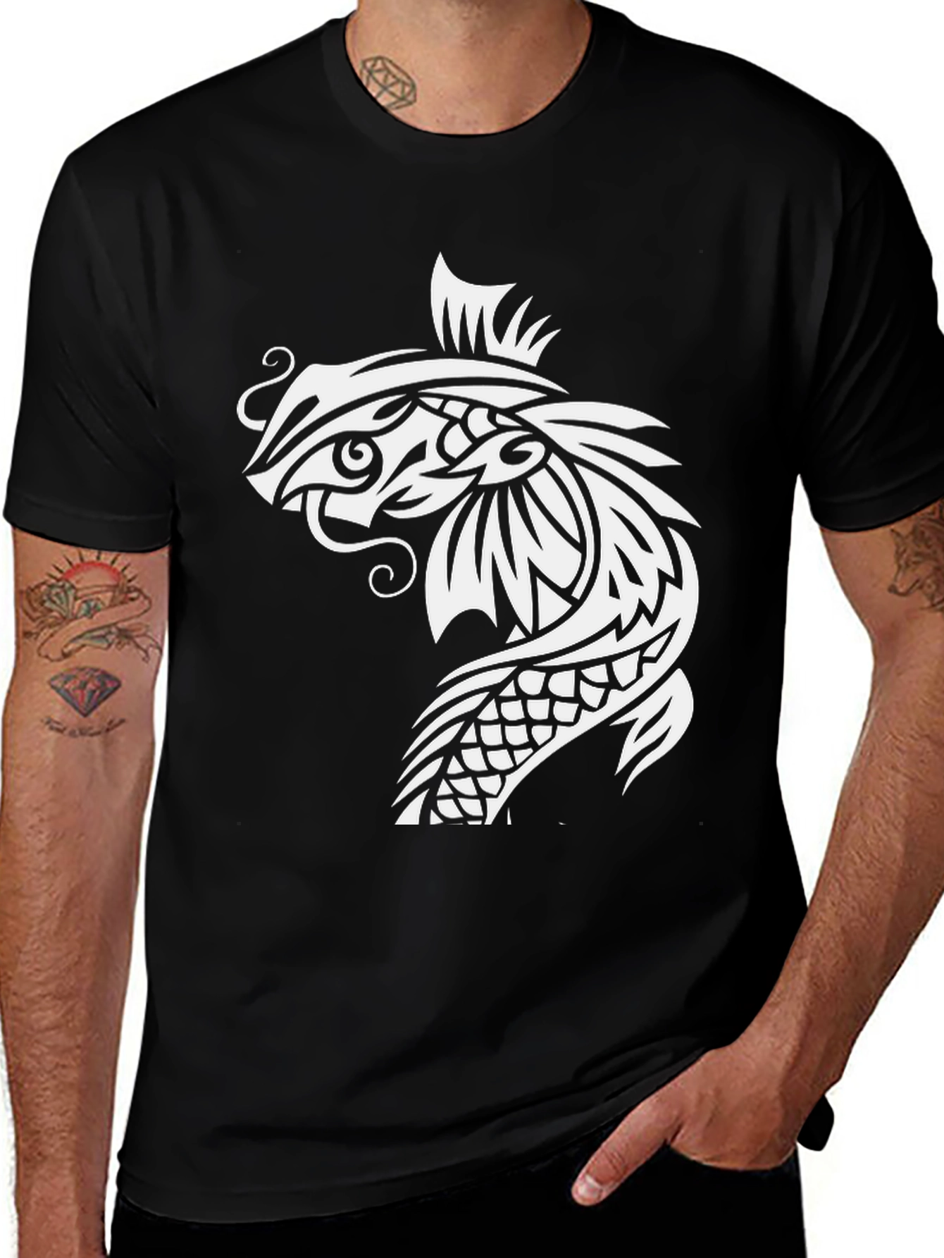 Koi Fish Graphic Tee - Black