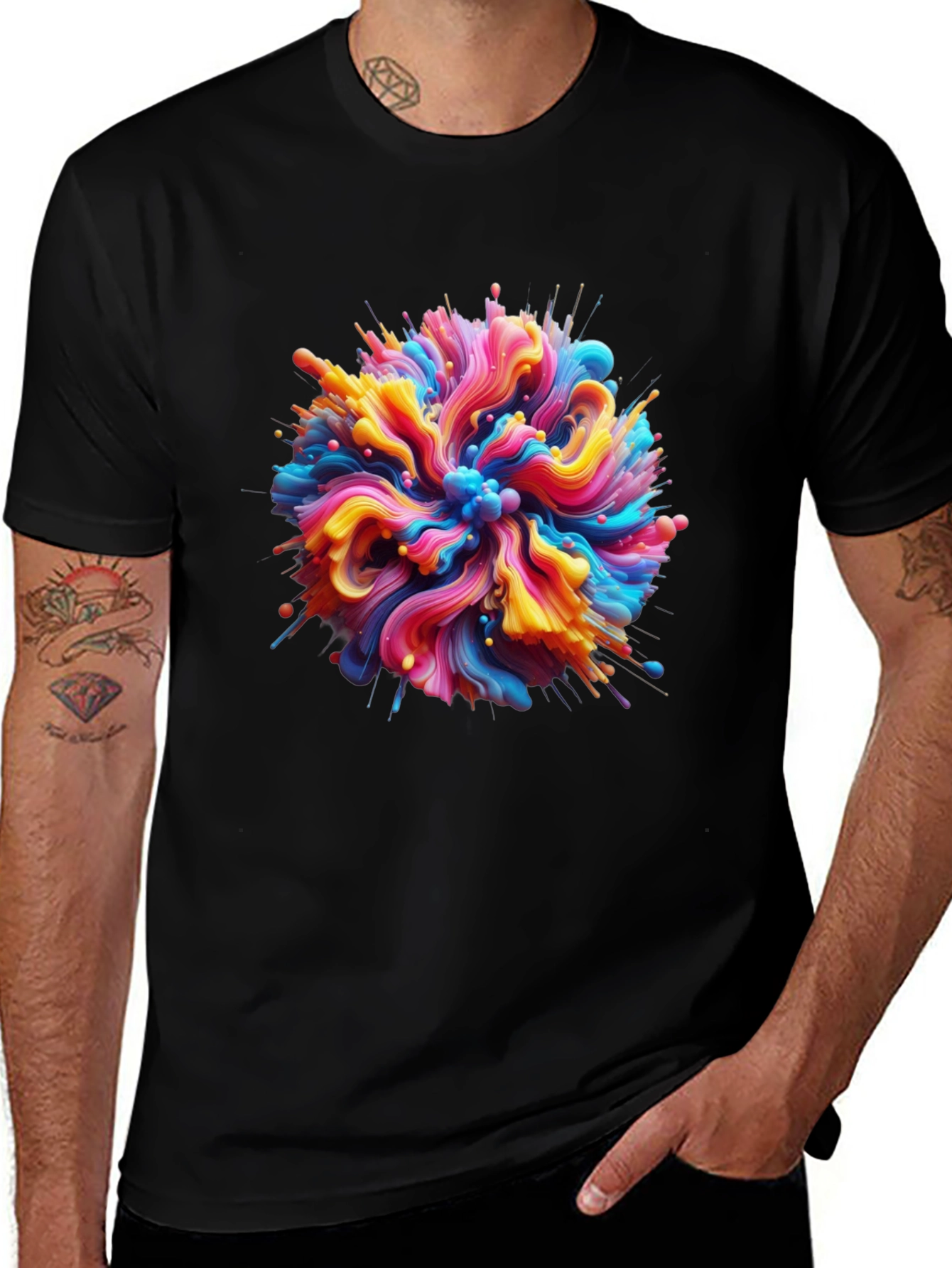 Variant 13 of Abstract Swirl Graphic Tee - Bold Black Cotton T-Shirt