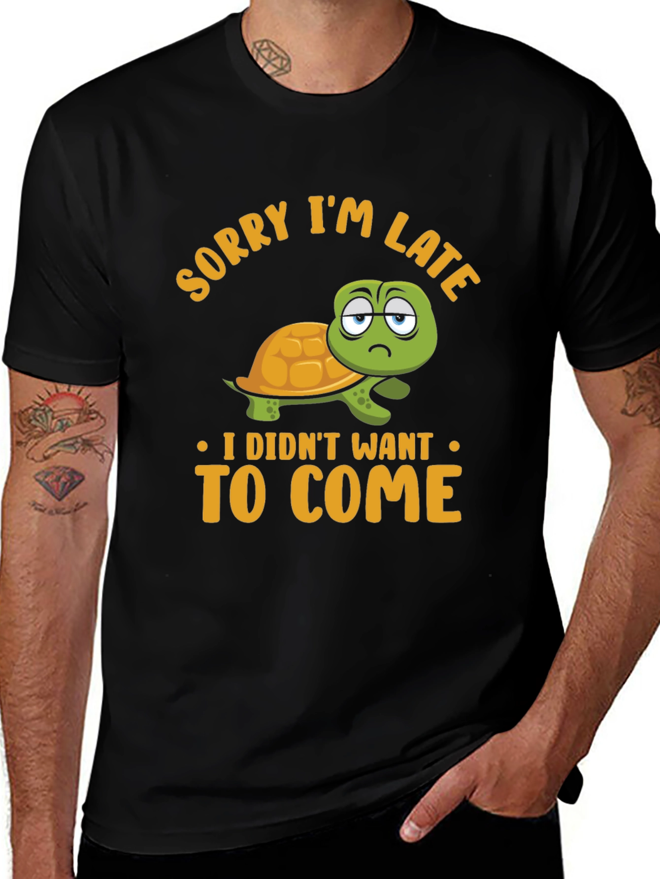 Variant 3 of Funny Turtle Graphic T-Shirt - Sorry I'm Late