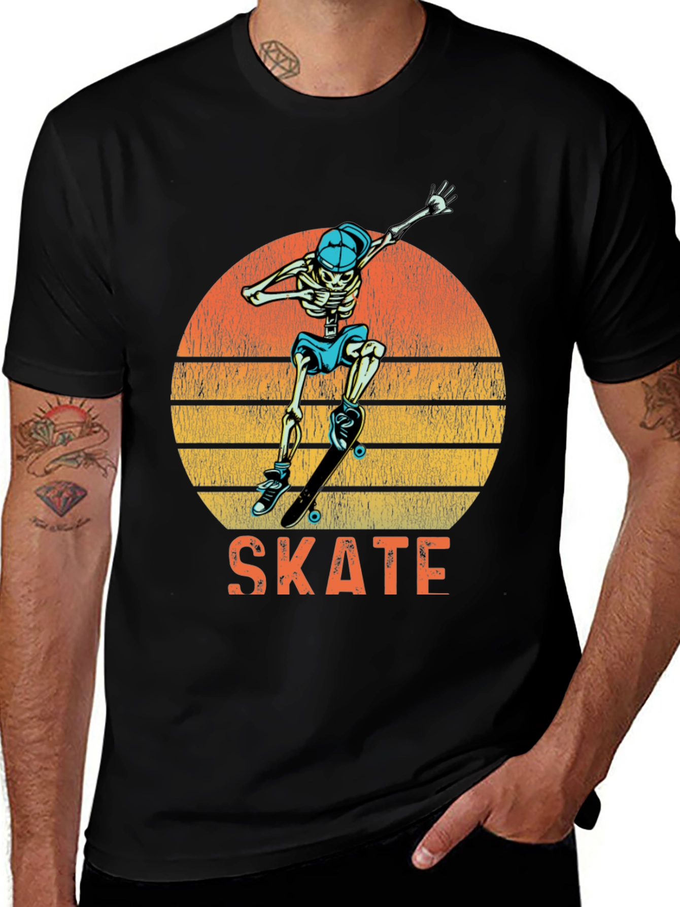Variant 10 of Skeleton Skateboarder Graphic Tee