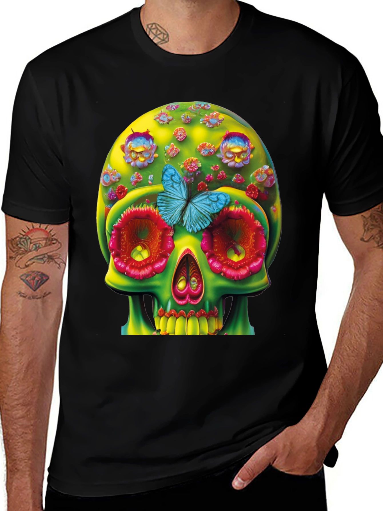 Variant 16 of Floral Skull T-Shirt - Unique Graphic Tee