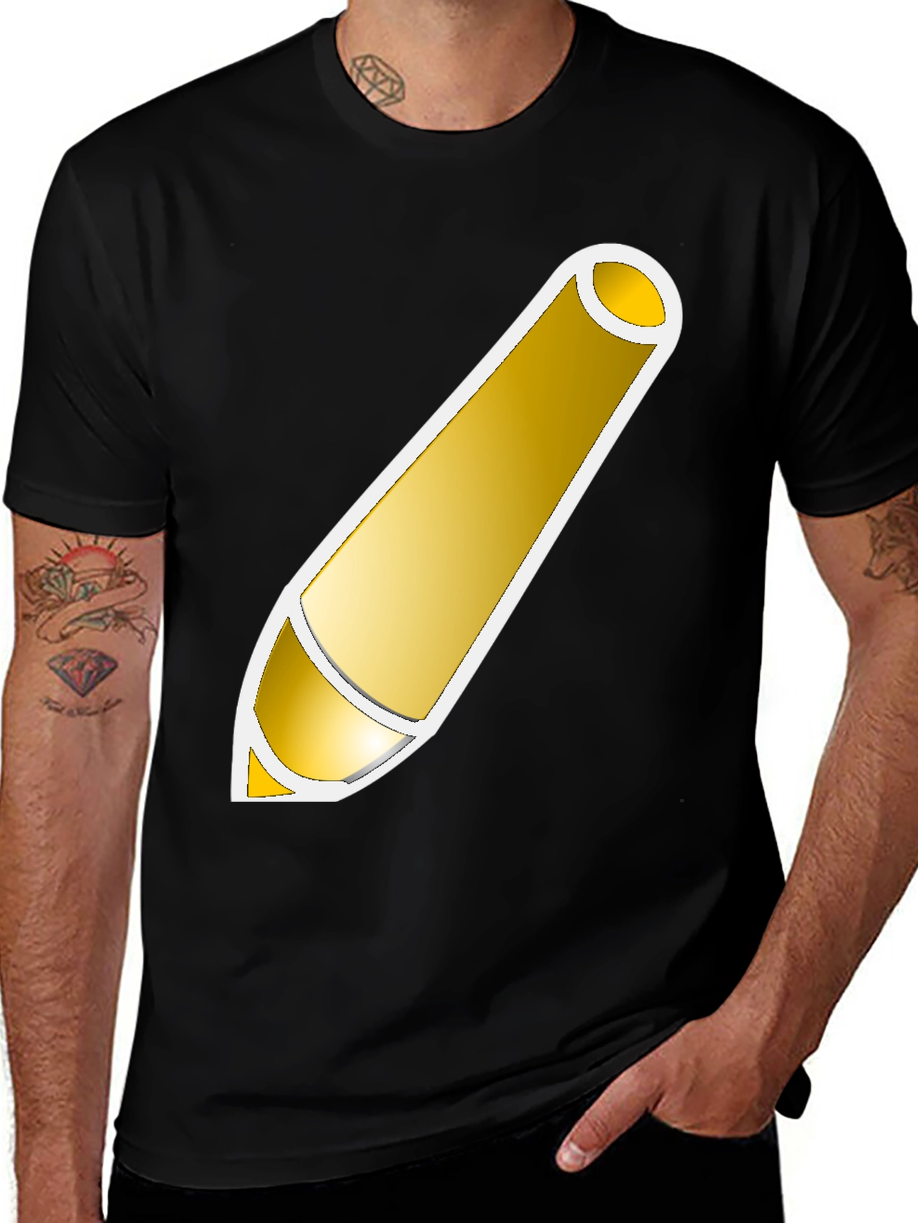 Variant 4 of Golden Pencil Graphic Tee - Artistic Design Shirt