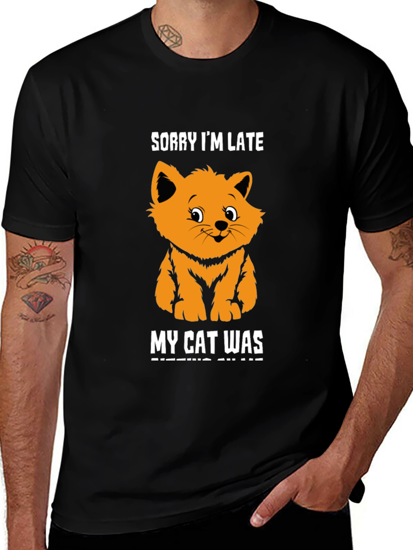 Variant 15 of Funny Cat T-Shirt - Sorry I'm Late Cat Graphic Tee
