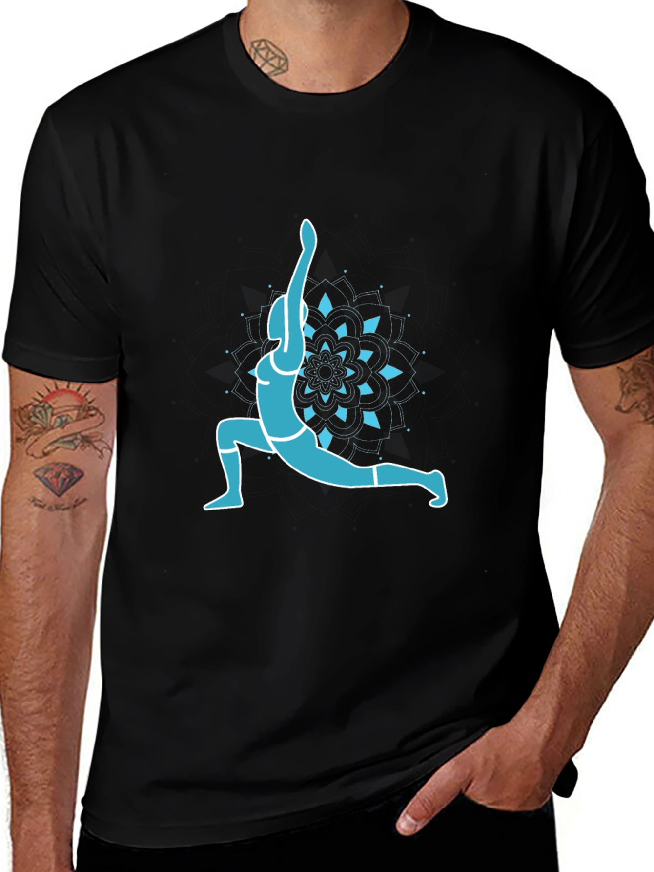 Variant 4 of Yoga Pose Graphic Tee - Black Cotton Blend