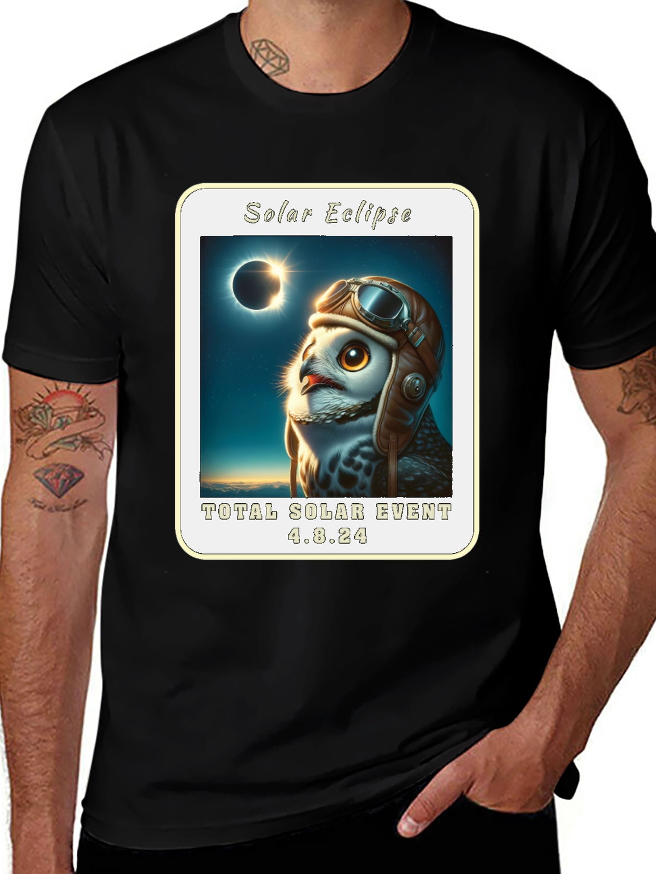 Variant 19 of Solar Eclipse Owl Aviator Graphic Tee - 4.8.24