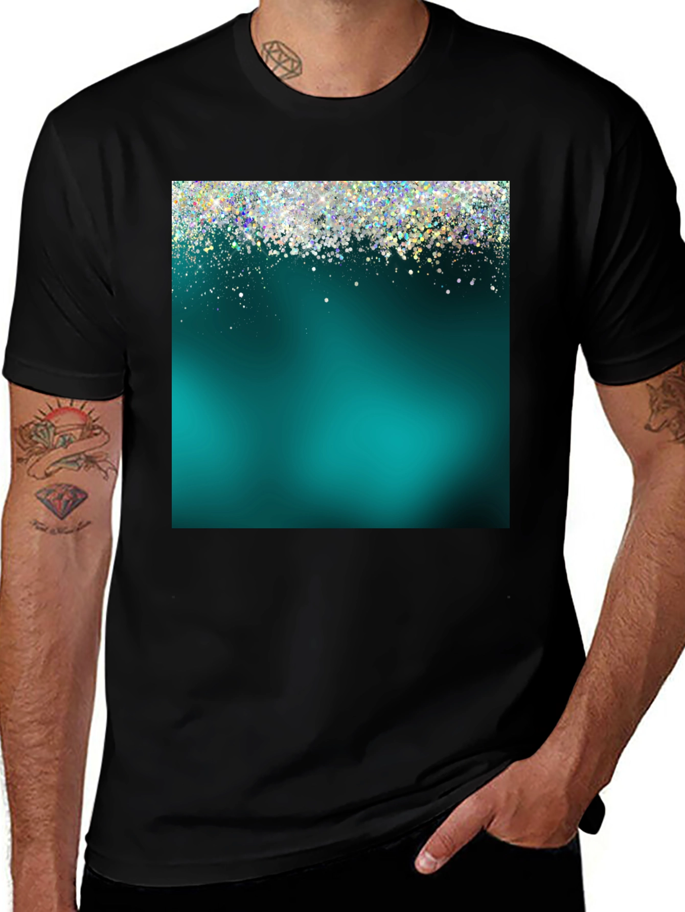 Variant 13 of Teal Glitter Sparkle Graphic T-Shirt