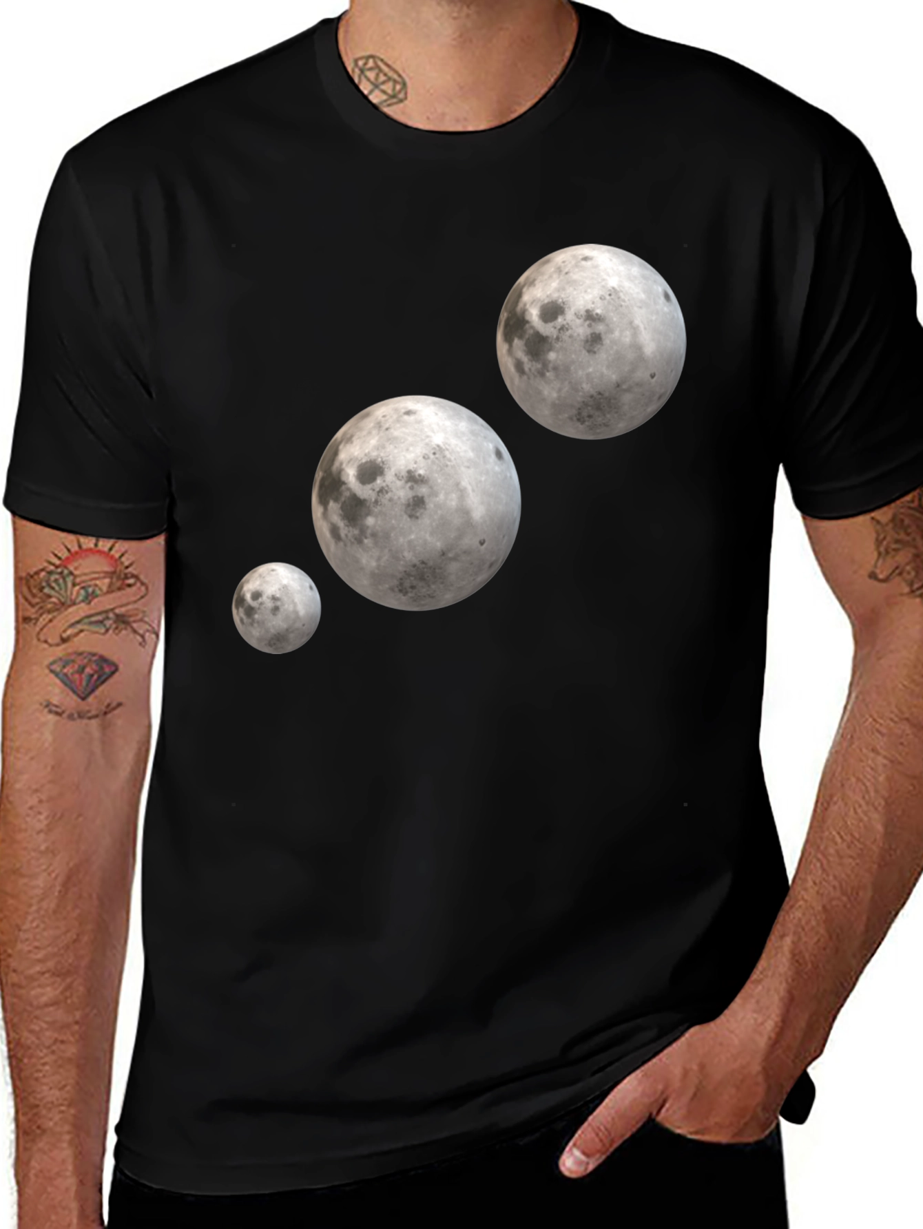 Variant 21 of Lunar T-Shirt - Black with Moon Design