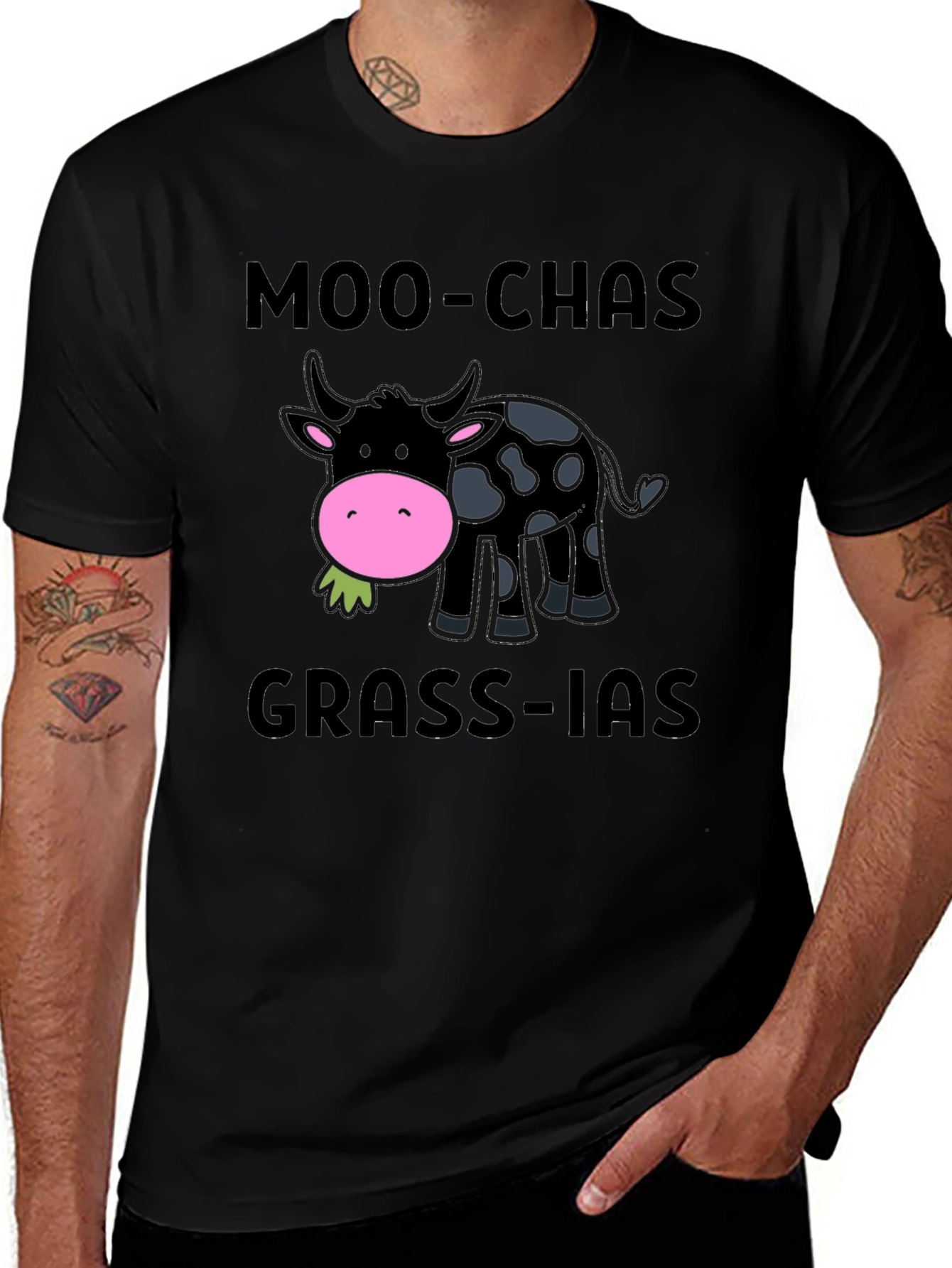 Variant 27 of Moo-chas Grass-ias Funny Cow Graphic T-Shirt