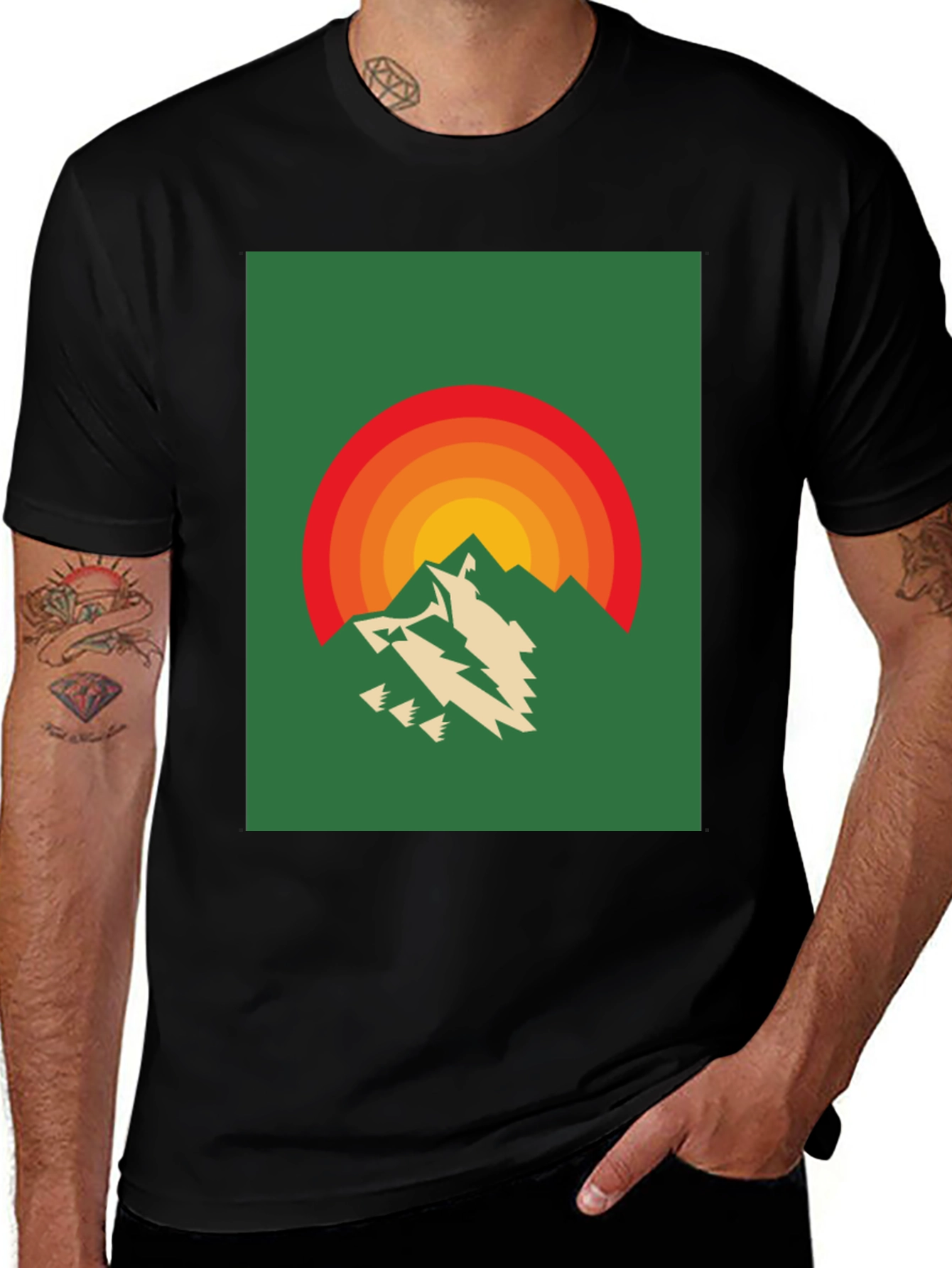 Variant 4 of Mountain Sunset Graphic Tee - Black