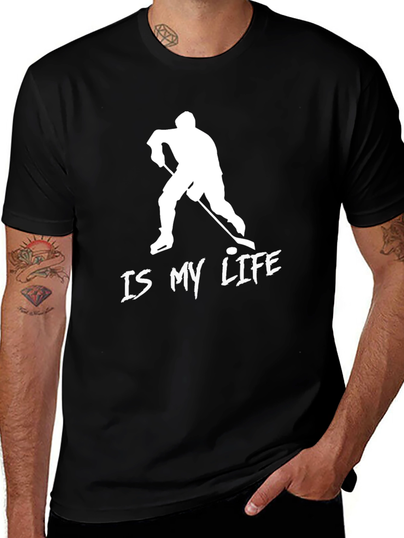 Variant 3 of Hockey Is My Life Black Graphic Tee