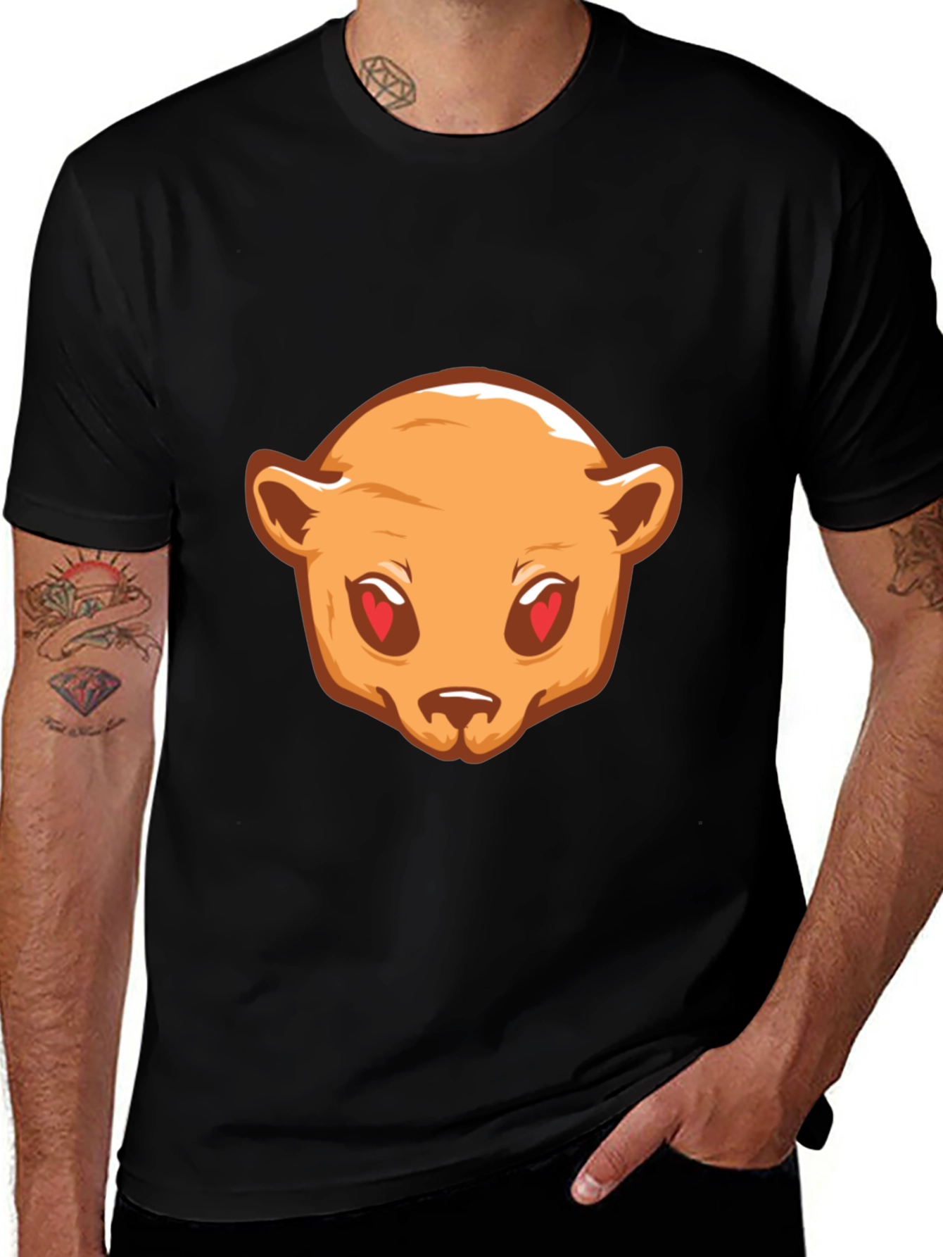 Variant 30 of Bear Love Eyes Graphic Black T-Shirt