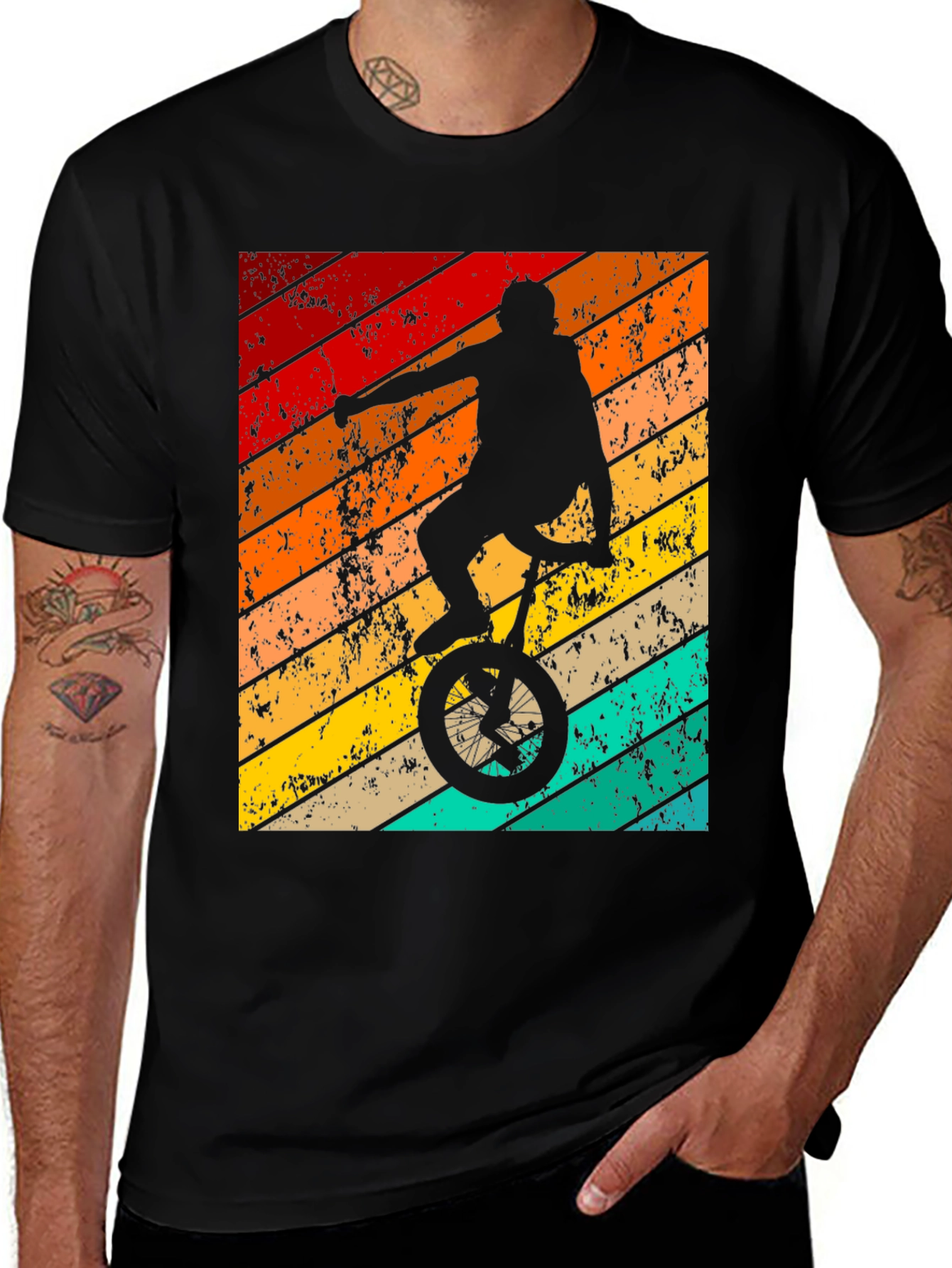 Variant 4 of Retro Unicycle Rider Graphic Tee