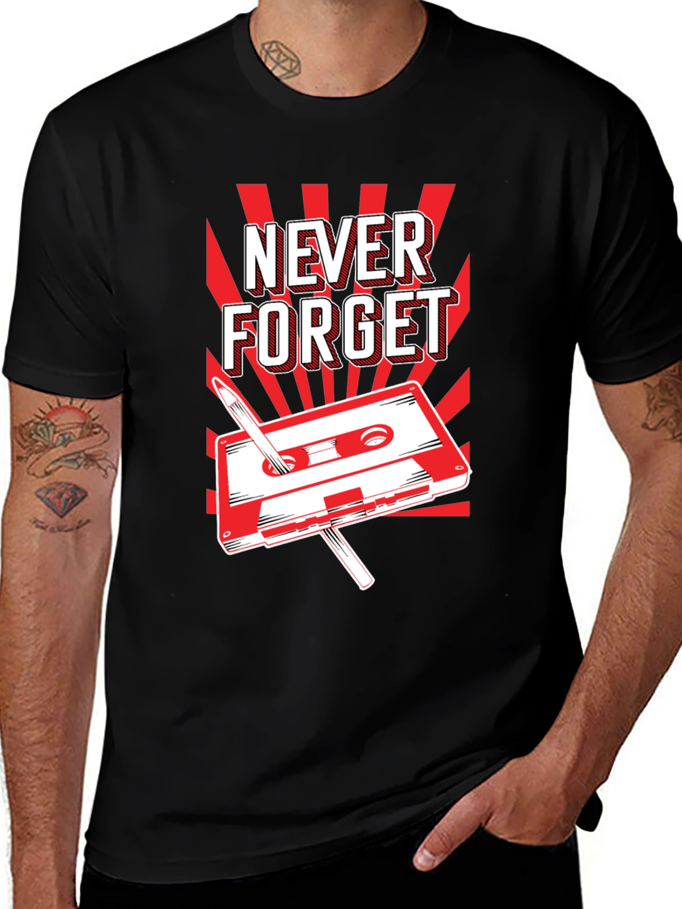 Variant 23 of Never Forget Cassette Tape T-Shirt - Retro Style