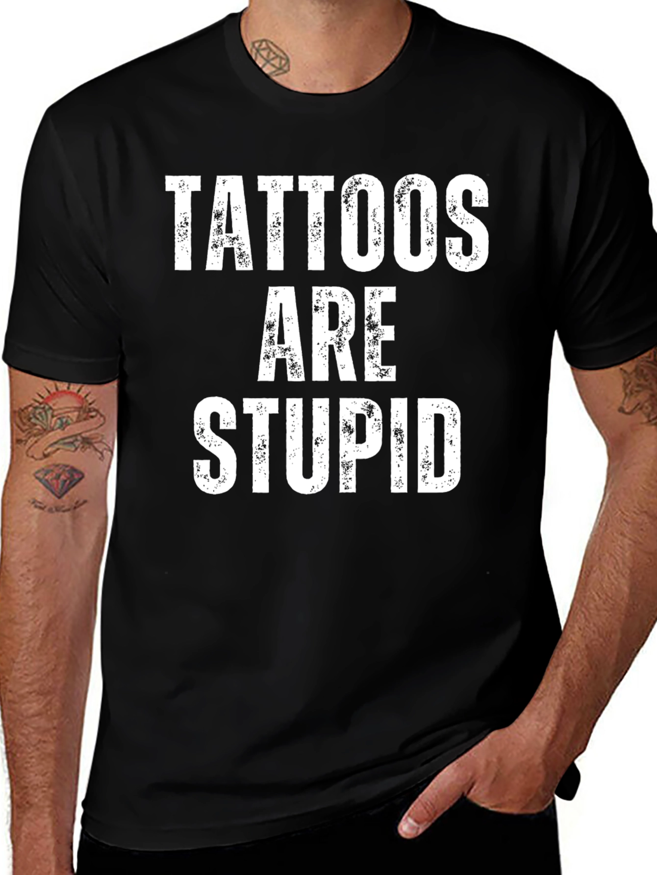 Variant 19 of Tattoos Are Stupid Graphic T-Shirt - Mens