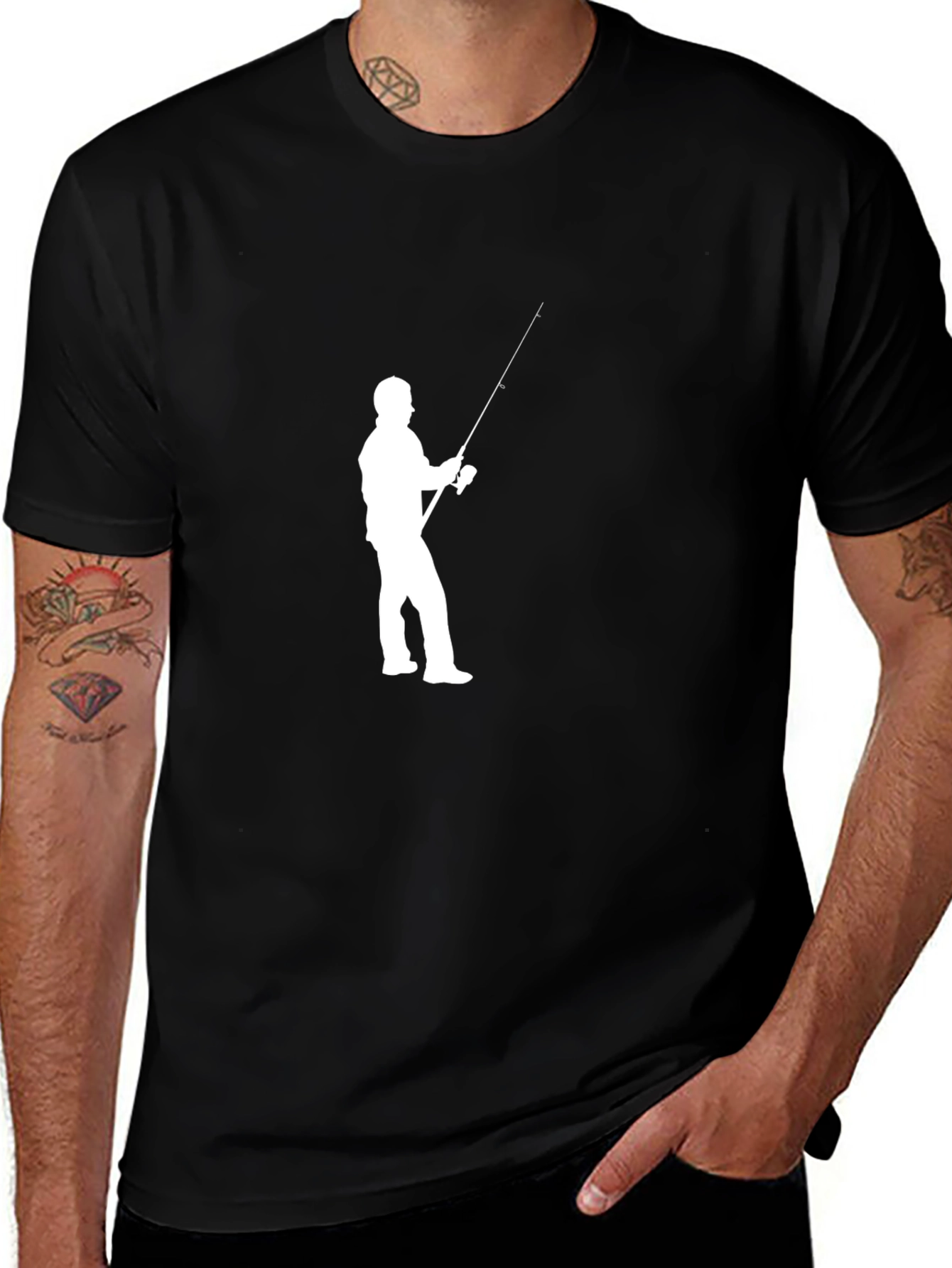 Variant 2 of Fishing Silhouette Black T-Shirt