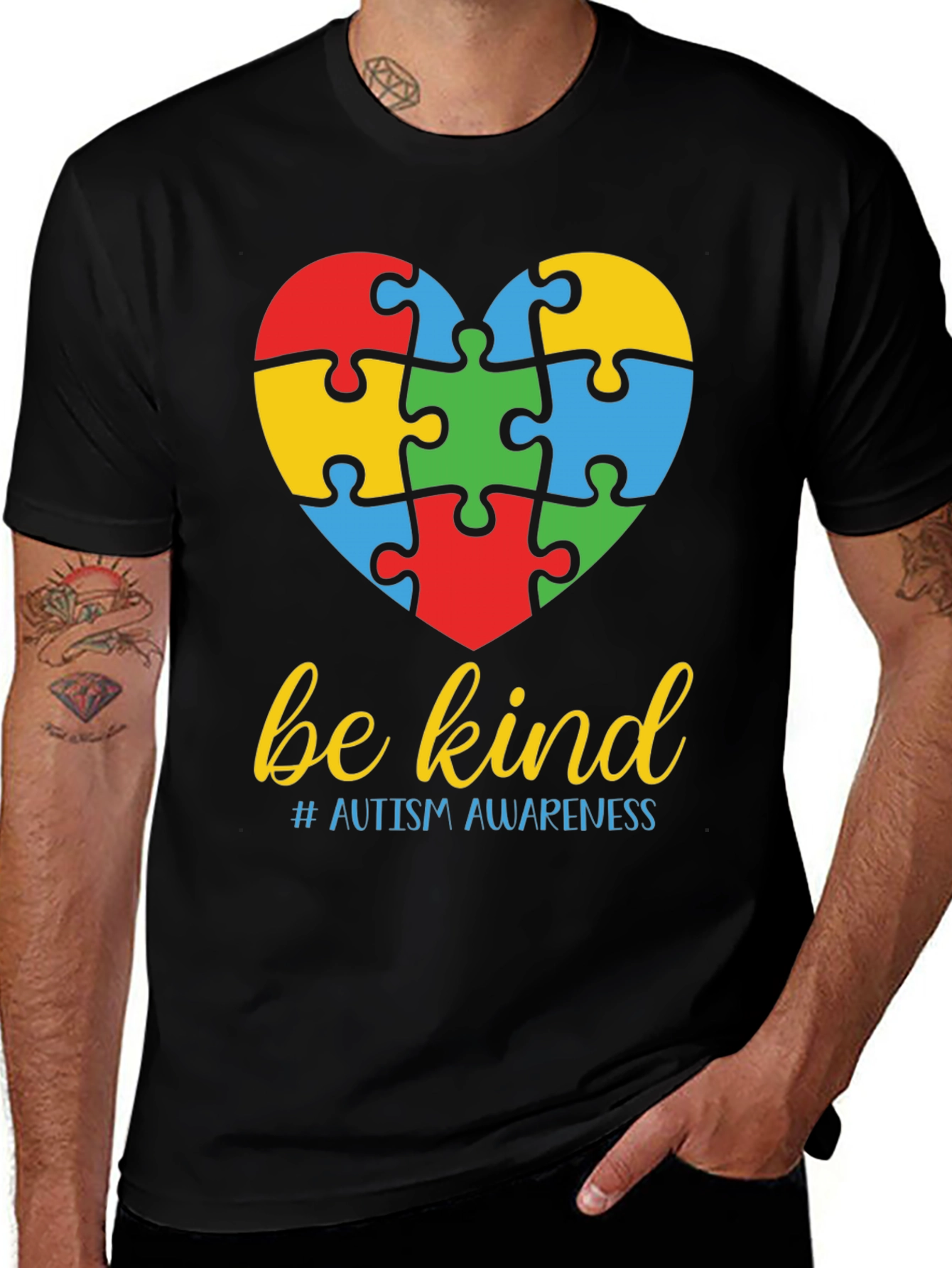 Variant 12 of Be Kind Autism Awareness Puzzle Heart T-Shirt