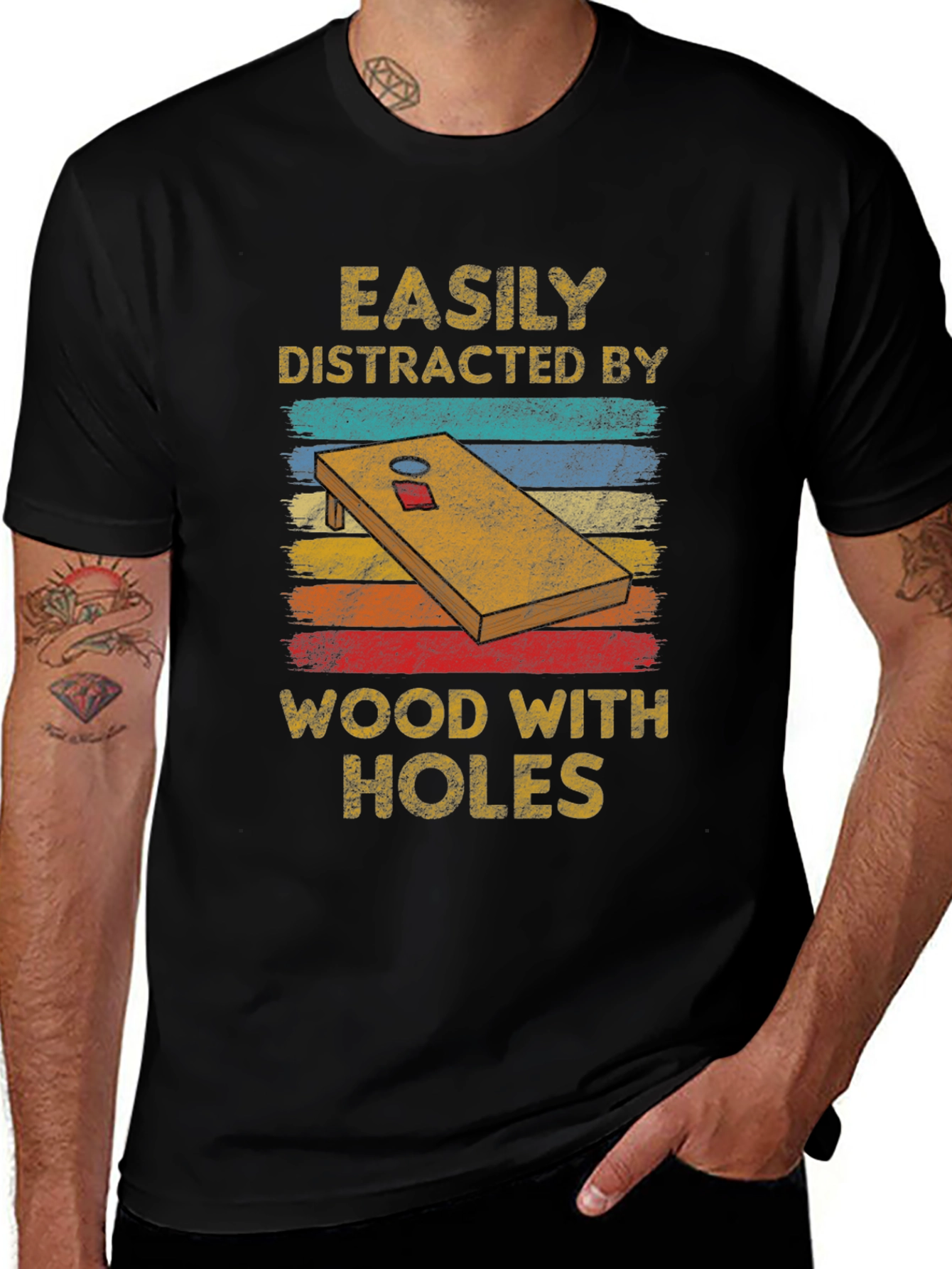 Easily Distracted Wood With Holes Graphic Tee