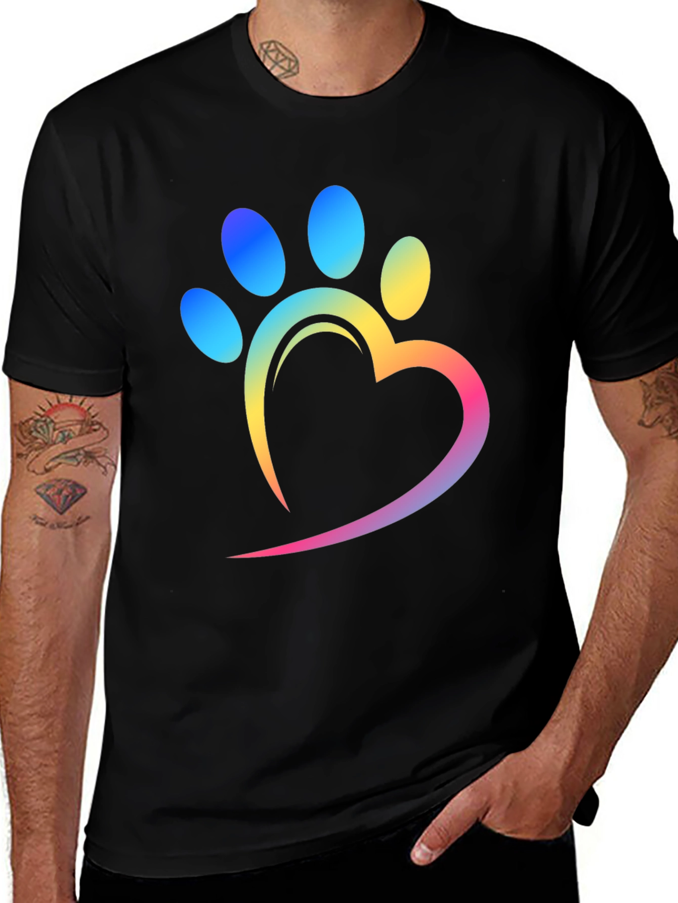 Variant 26 of Rainbow Paw Print Heart T-Shirt