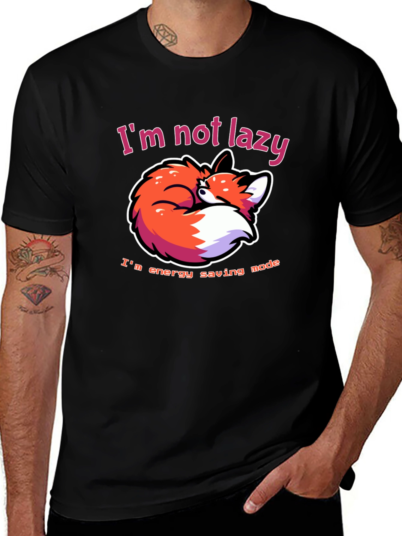 Funny Fox Energy Saving Mode Graphic Tee