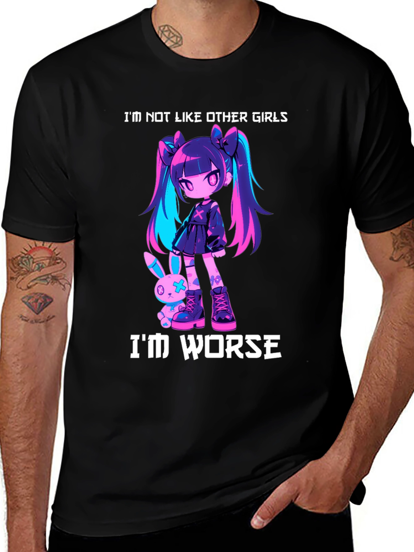 Variant 26 of Edgy Anime Girl T-Shirt - I'm Not Like Other Girls