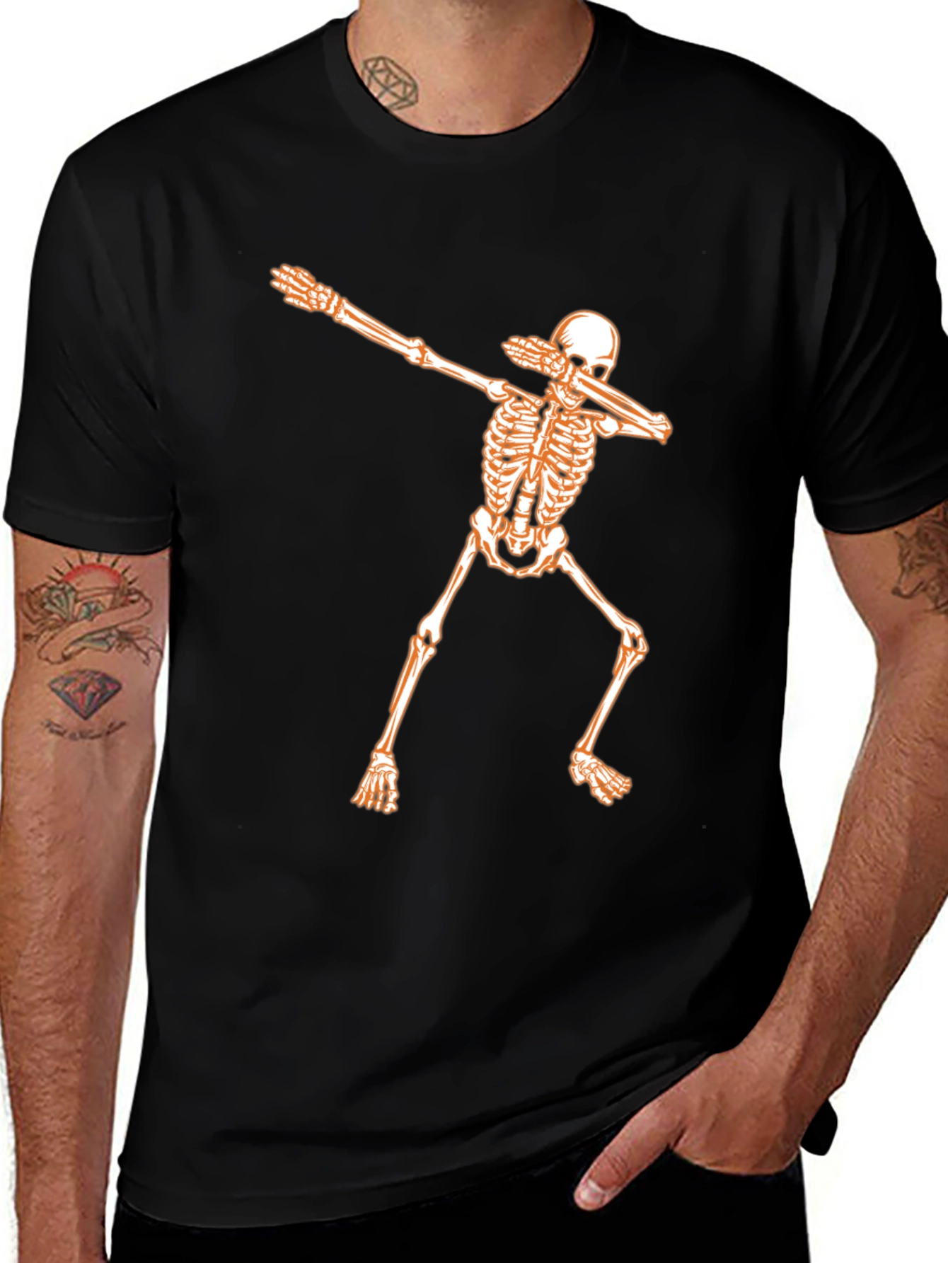 Variant 17 of Dabbing Skeleton Graphic Tee - Black T-Shirt