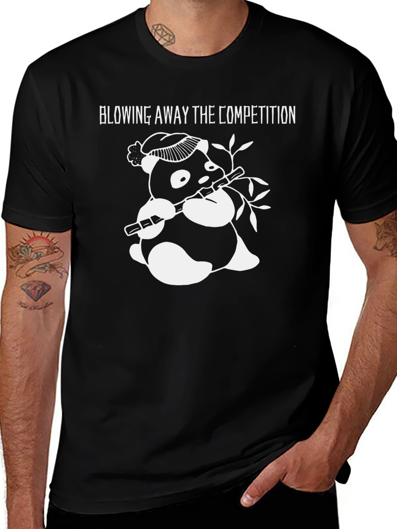 Variant 18 of Panda Flute T-Shirt - Blowing Away the Competition Graphic Tee