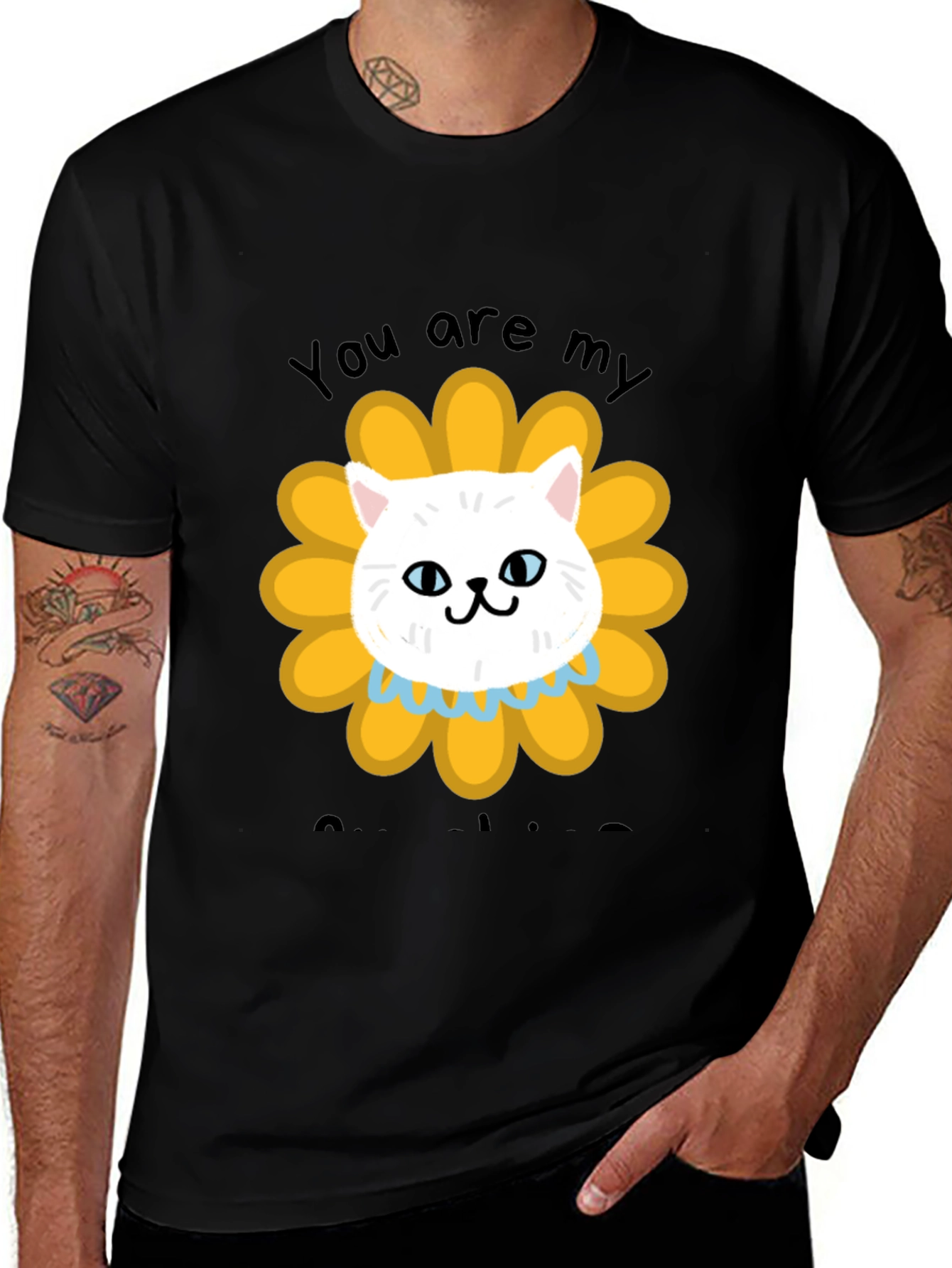 Variant 27 of Cat Sunflower Graphic Tee - You Are My Sunshine T-Shirt