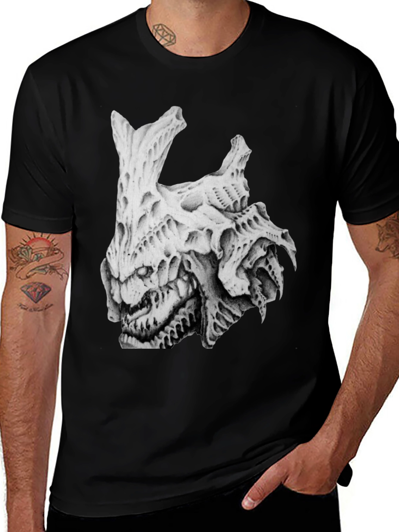 Variant 28 of Horror Skull Graphic Print Black T-Shirt
