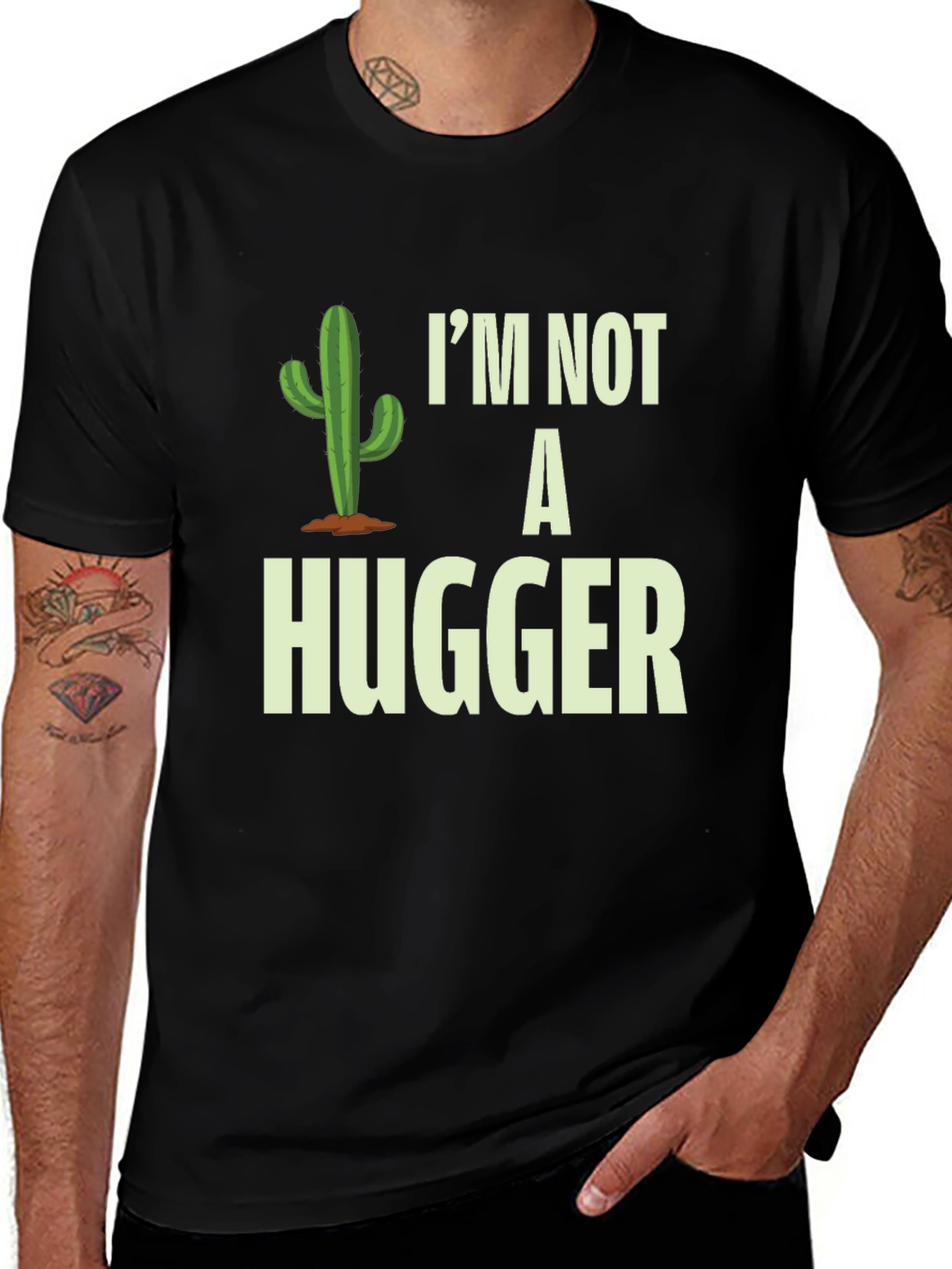 Variant 25 of I'm Not a Hugger Cactus Novelty Graphic T-Shirt