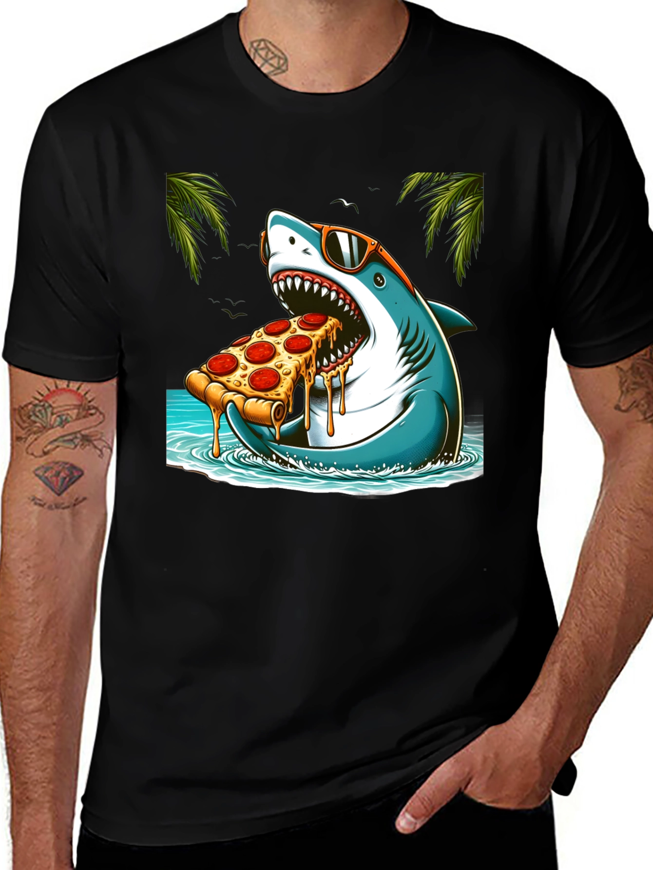 Variant 5 of Pizza Shark Graphic Tee - Summer Vibes