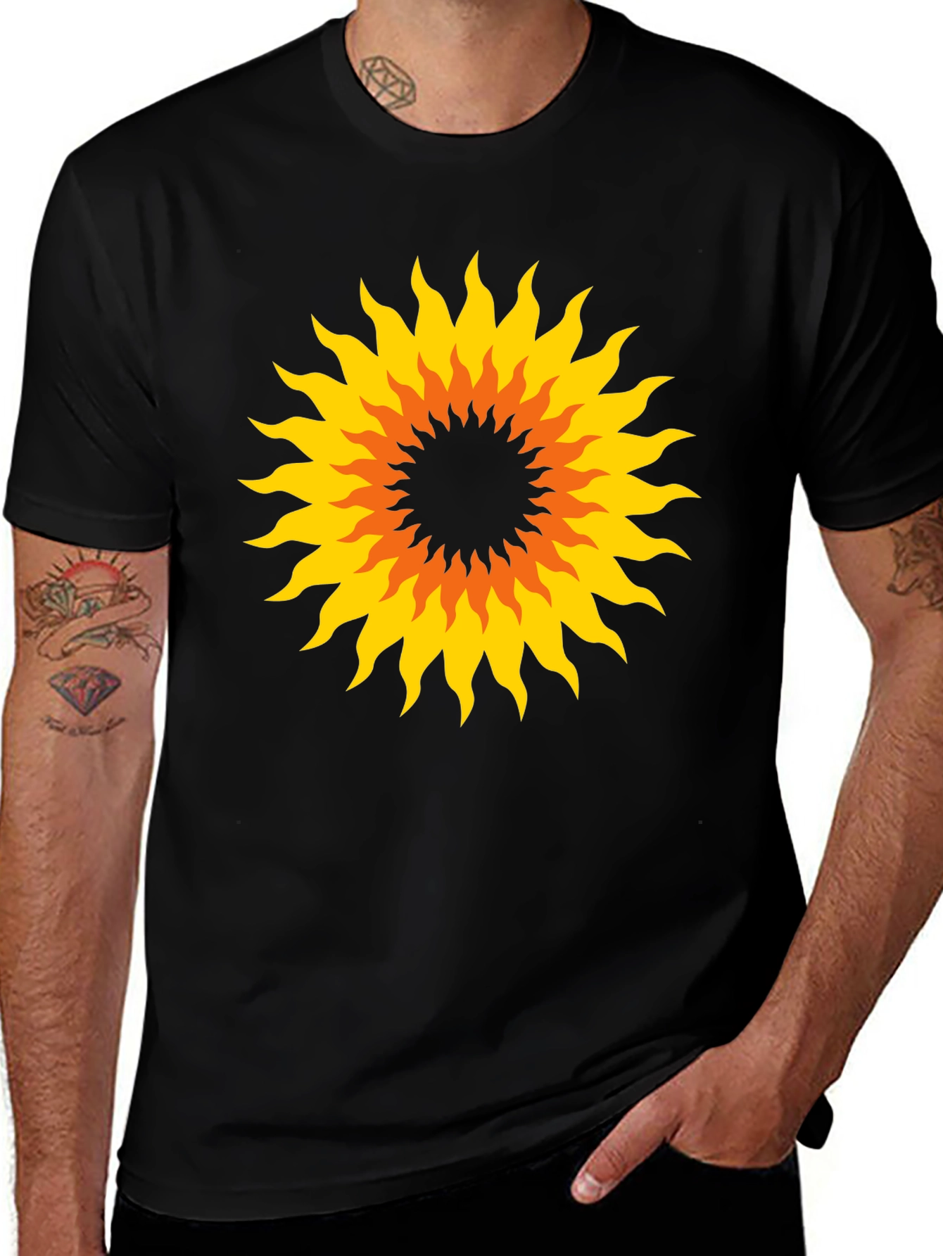 Variant 16 of Sunburst Graphic Black T-Shirt