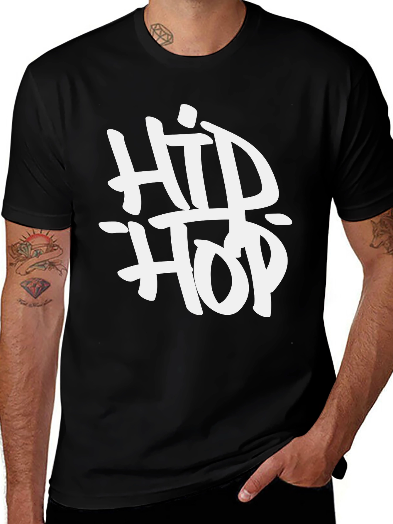 Variant 3 of Hip Hop Graphic T-Shirt - Black Casual Tee