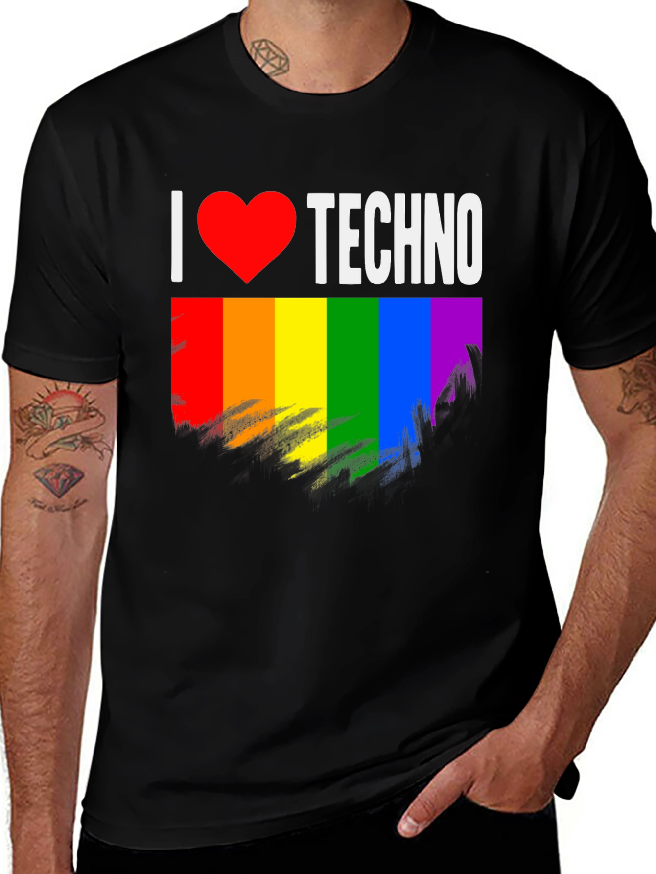Variant 18 of I Heart Techno Rainbow Pride T-Shirt