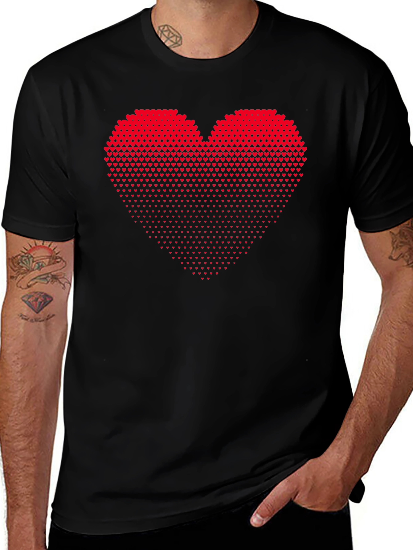 Variant 18 of Heart Triangle Graphic Tee - Black