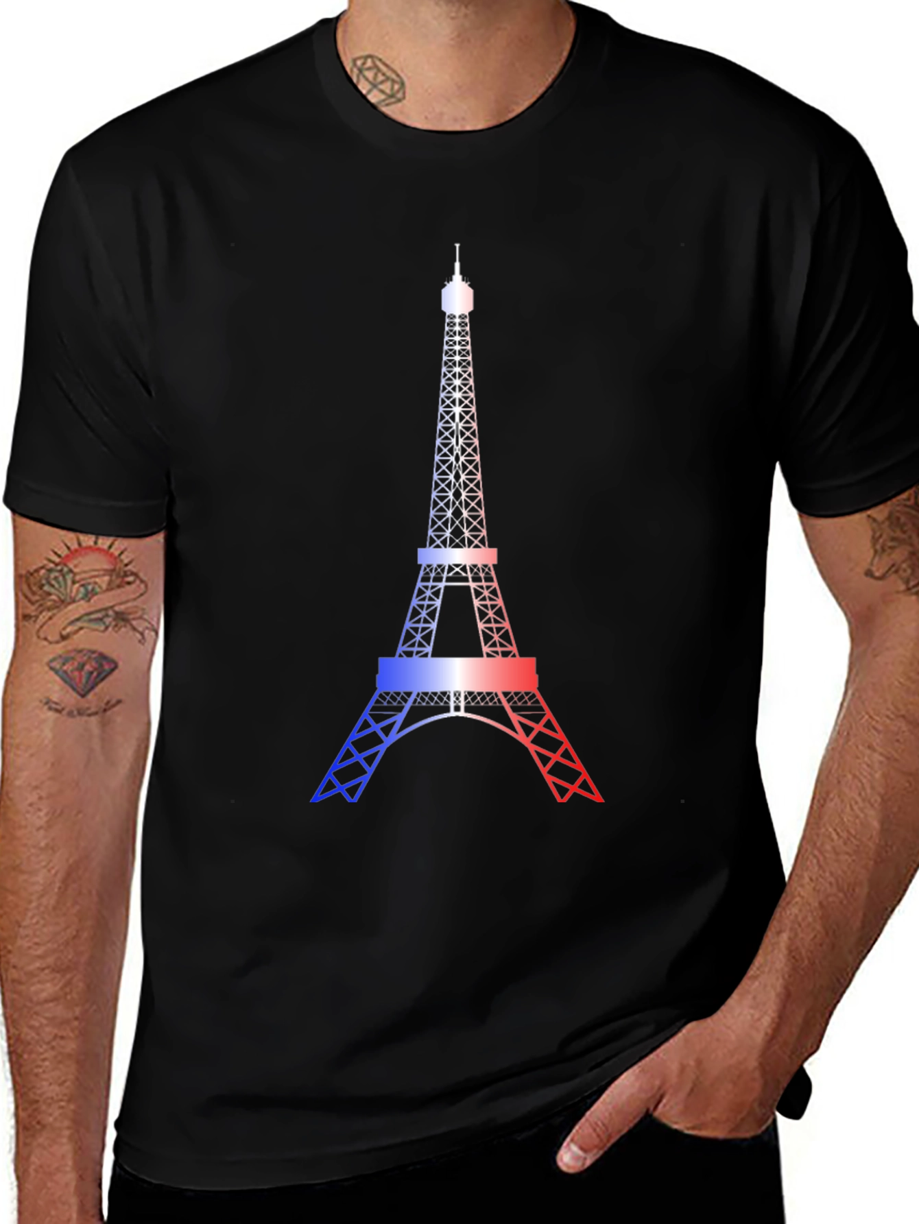 Eiffel Tower Graphic Tee - Tricolor Paris Design