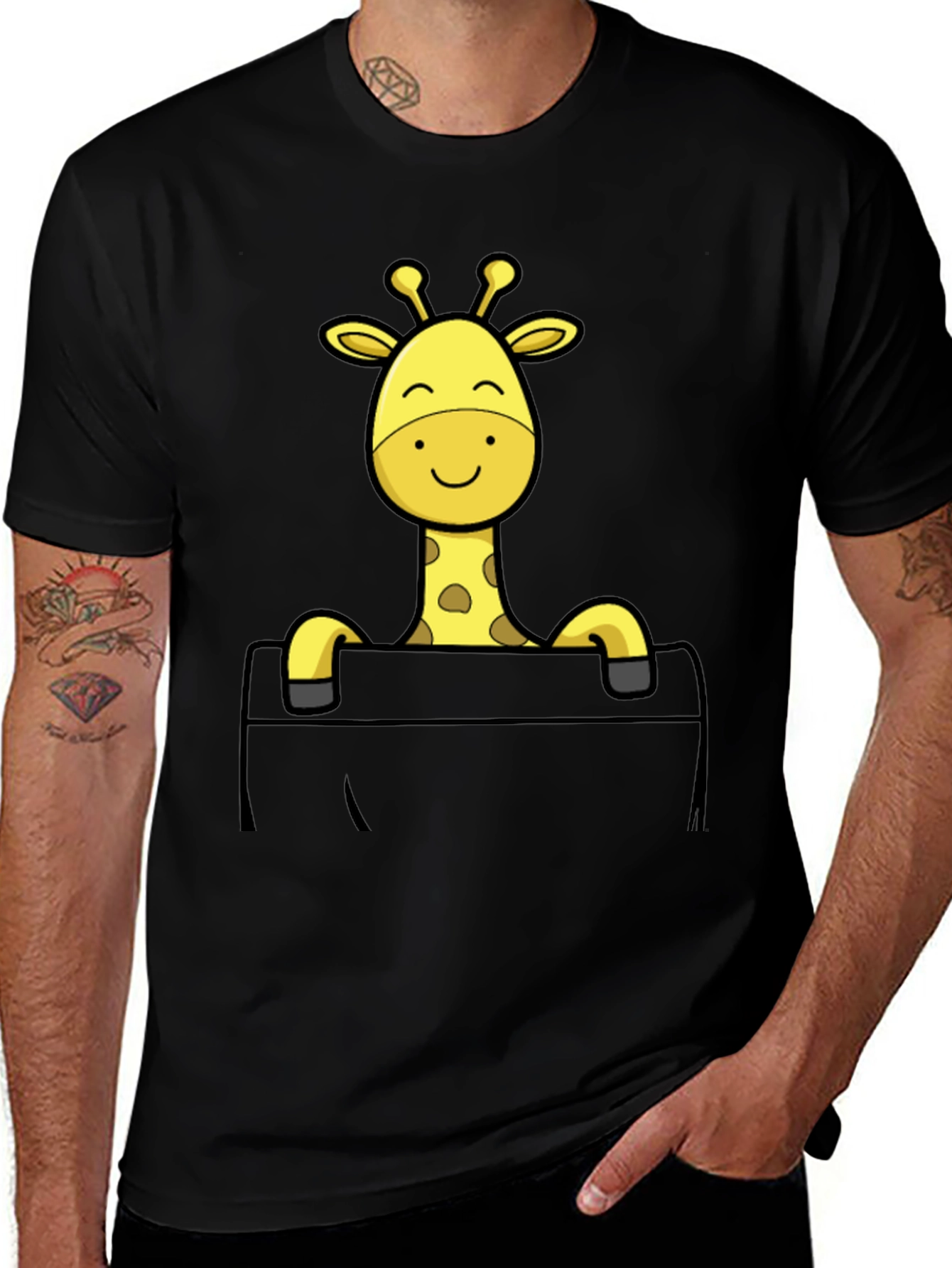 Variant 30 of Giraffe Pocket T-Shirt - Novelty Animal Tee