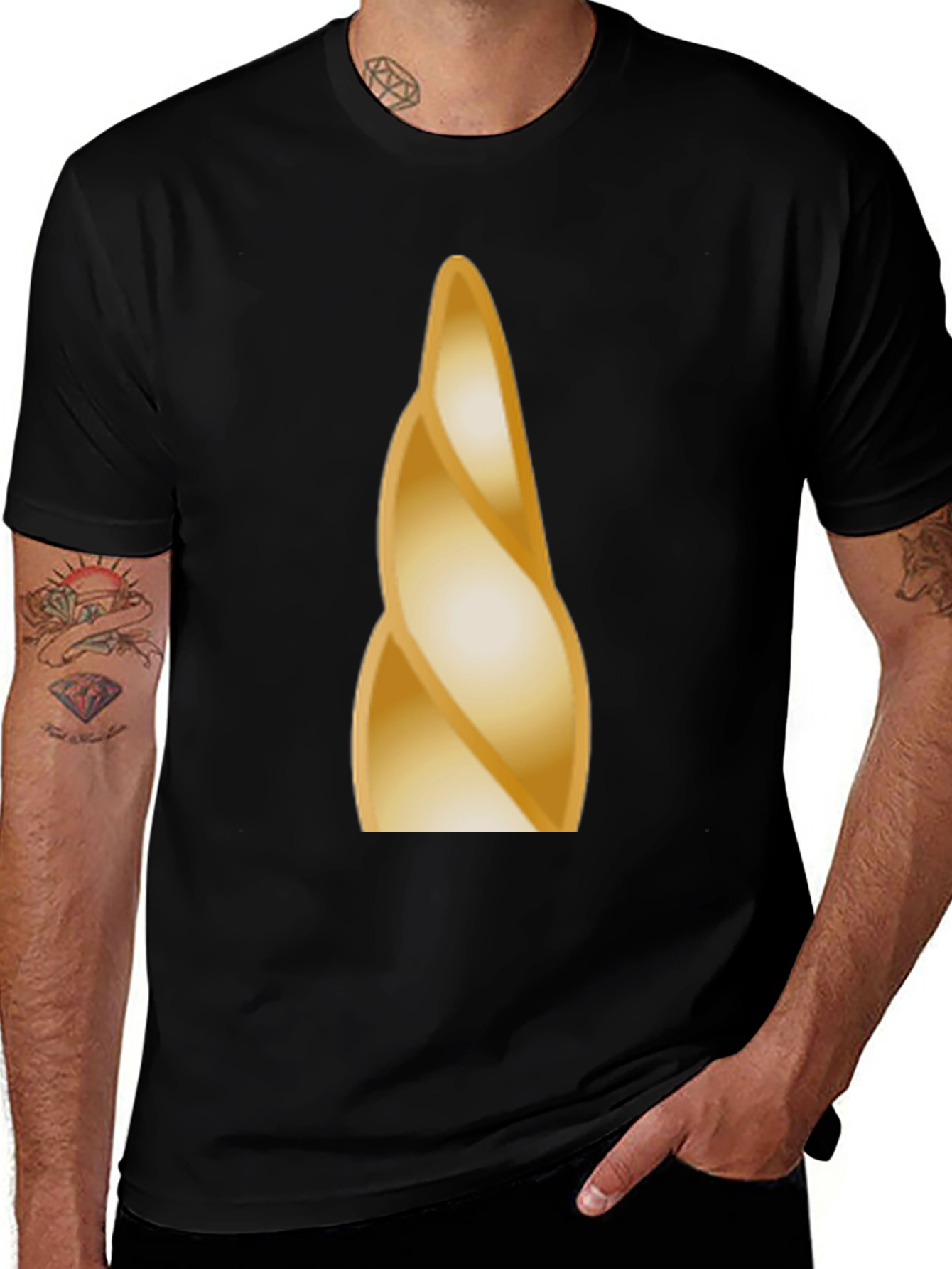 Variant 23 of Golden Swirl Tee - Modern Artistic Design