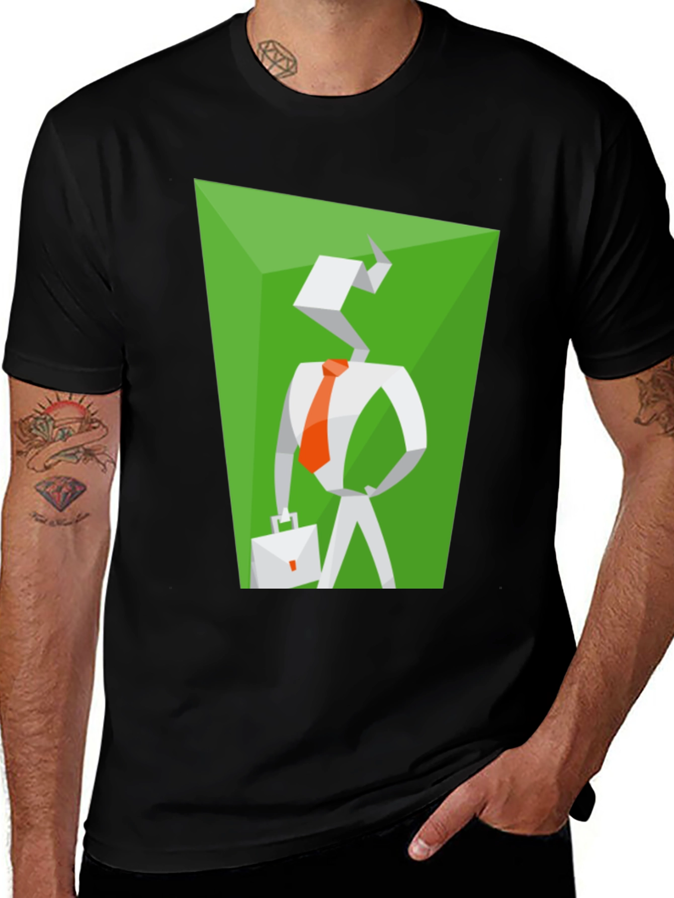 Variant 15 of Geometric Businessman Graphic Tee - Modern Black T-Shirt