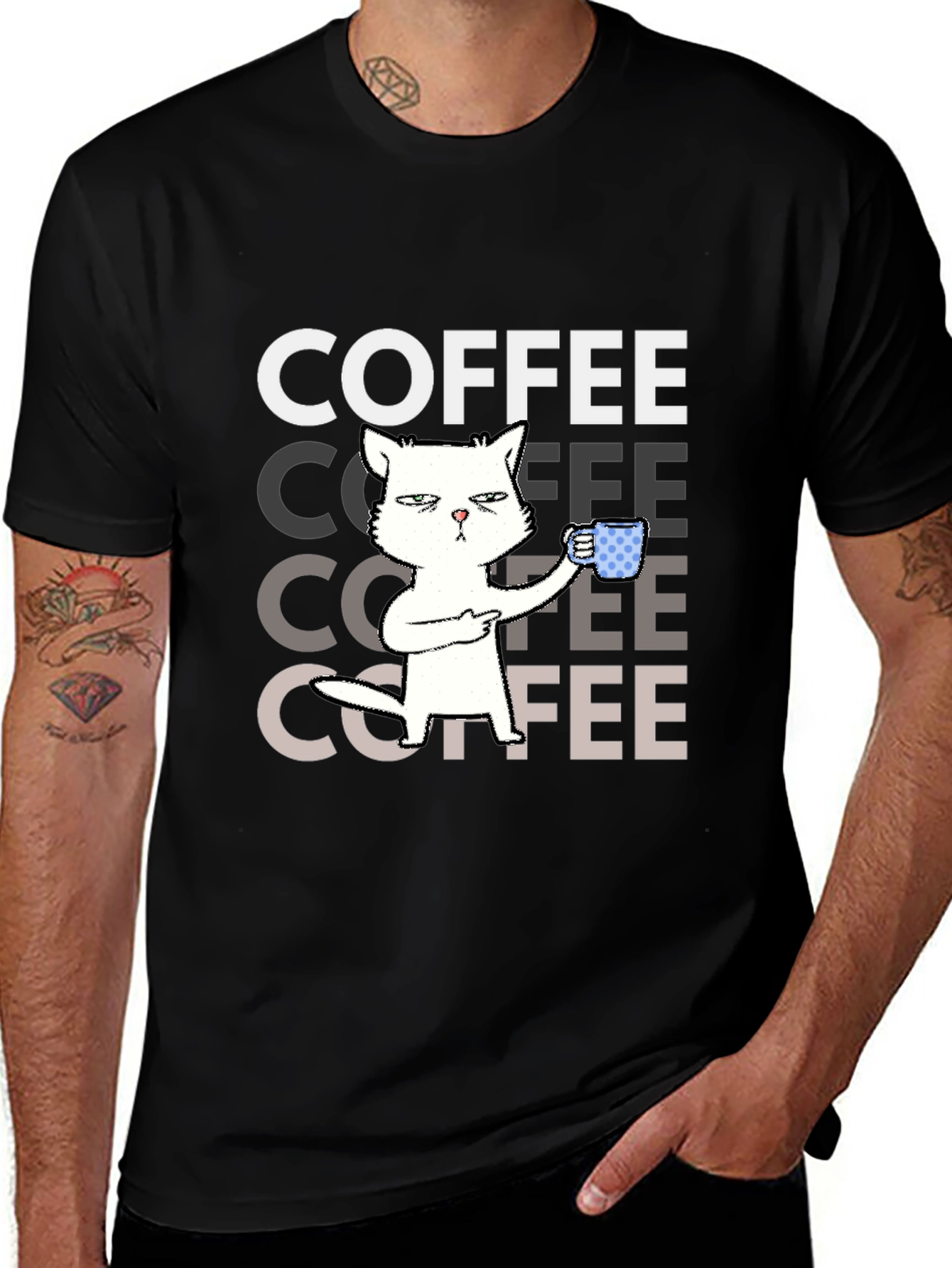 Variant 7 of Coffee Cat Graphic T-Shirt - Unisex Cotton Tee
