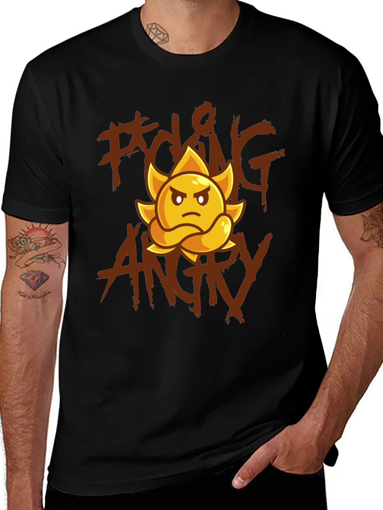 Variant 23 of F*cking Angry Sun Black T-Shirt