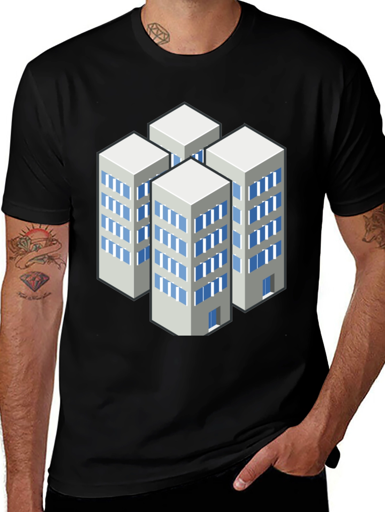 Variant 29 of Isometric Building T-Shirt - Modern Design