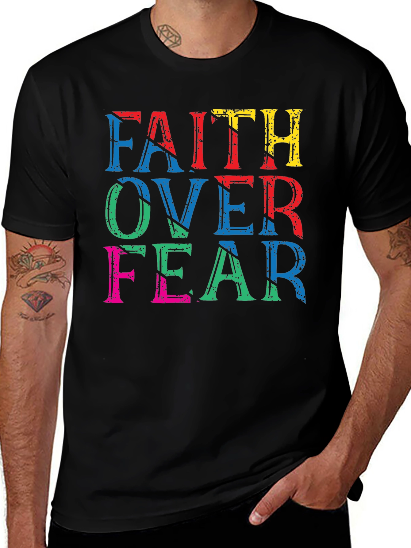 Variant 13 of Faith Over Fear Colorful Graphic Tee