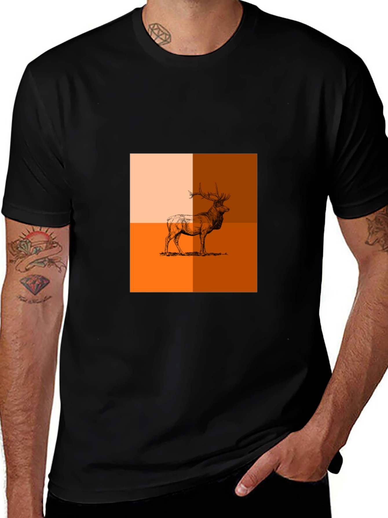 Variant 28 of Modern Elk Graphic Tee - Stylish Animal Print Shirt
