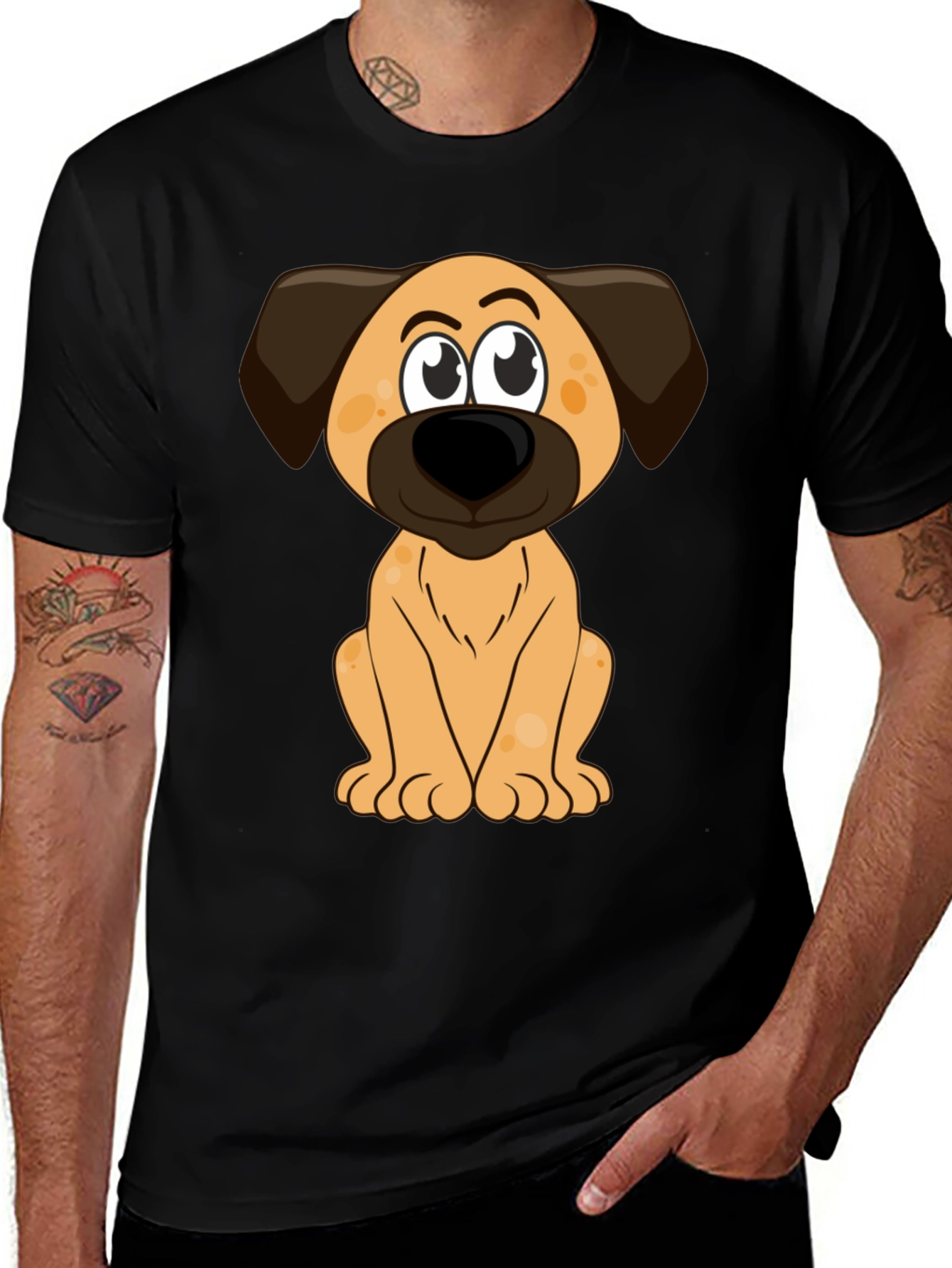 Variant 22 of Cartoon Dog Graphic Black T-Shirt