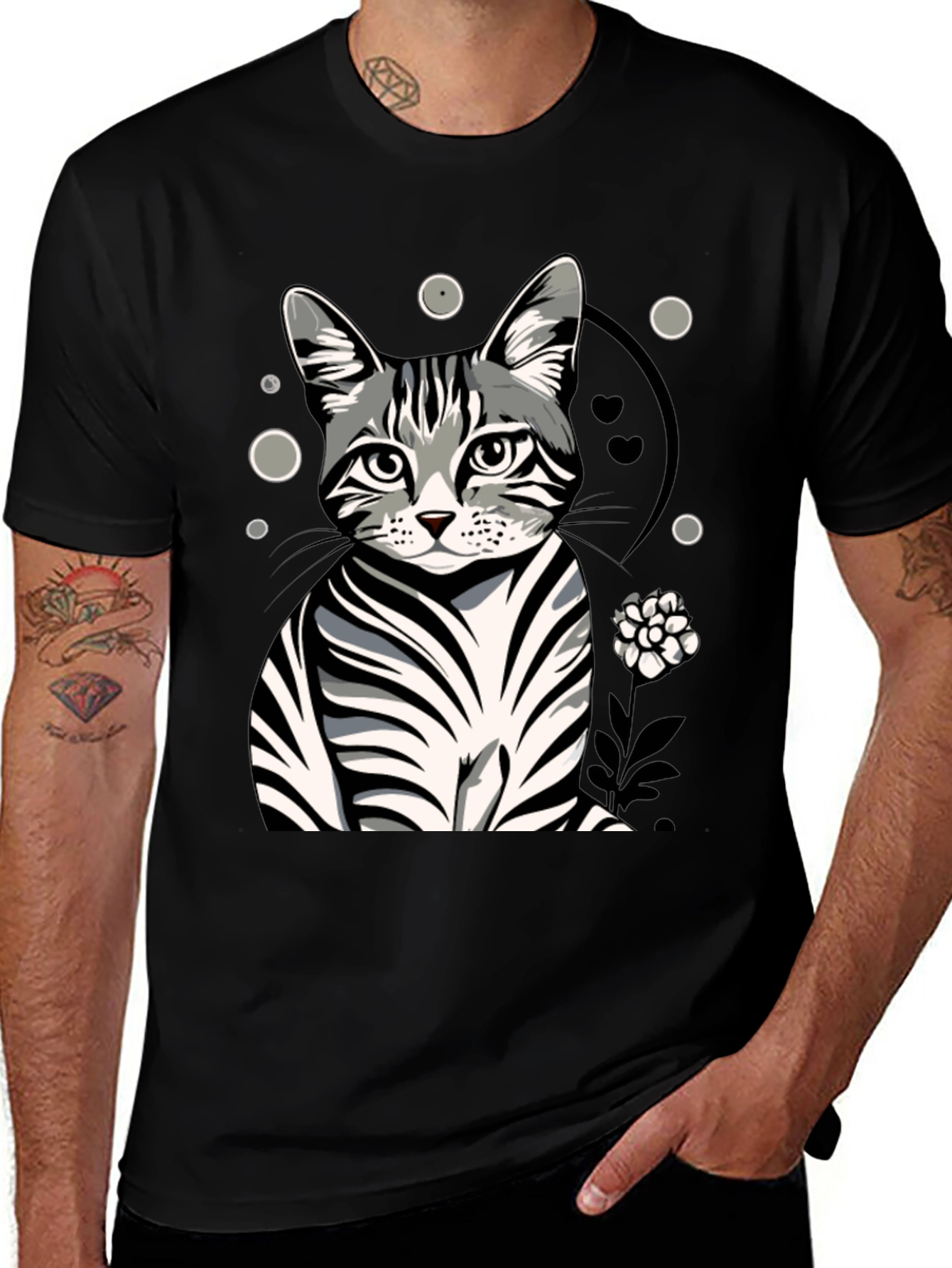 Variant 14 of Cool Cat Graphic Tee - Black