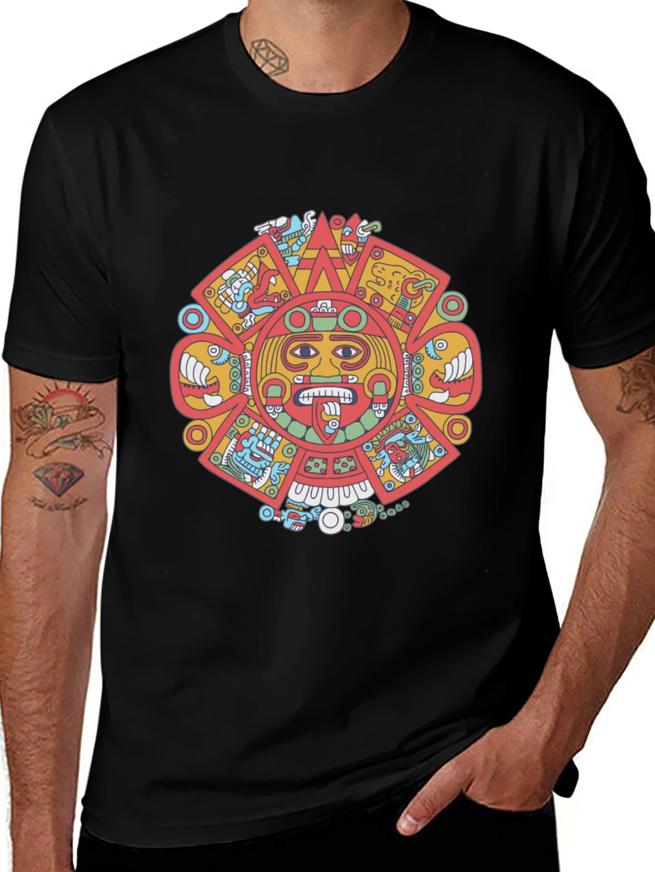 Variant 26 of Aztec Calendar Graphic Tee - Bold Design
