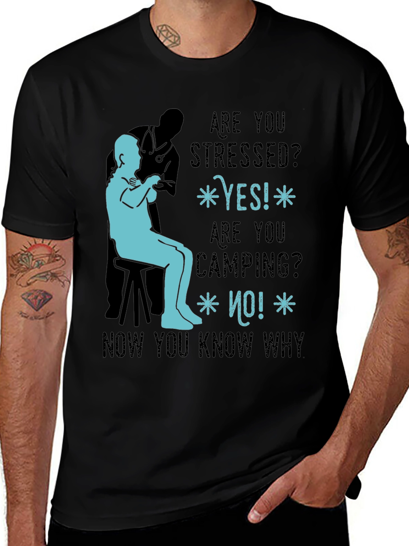 Variant 10 of Stressed Camping Humor Graphic Tee