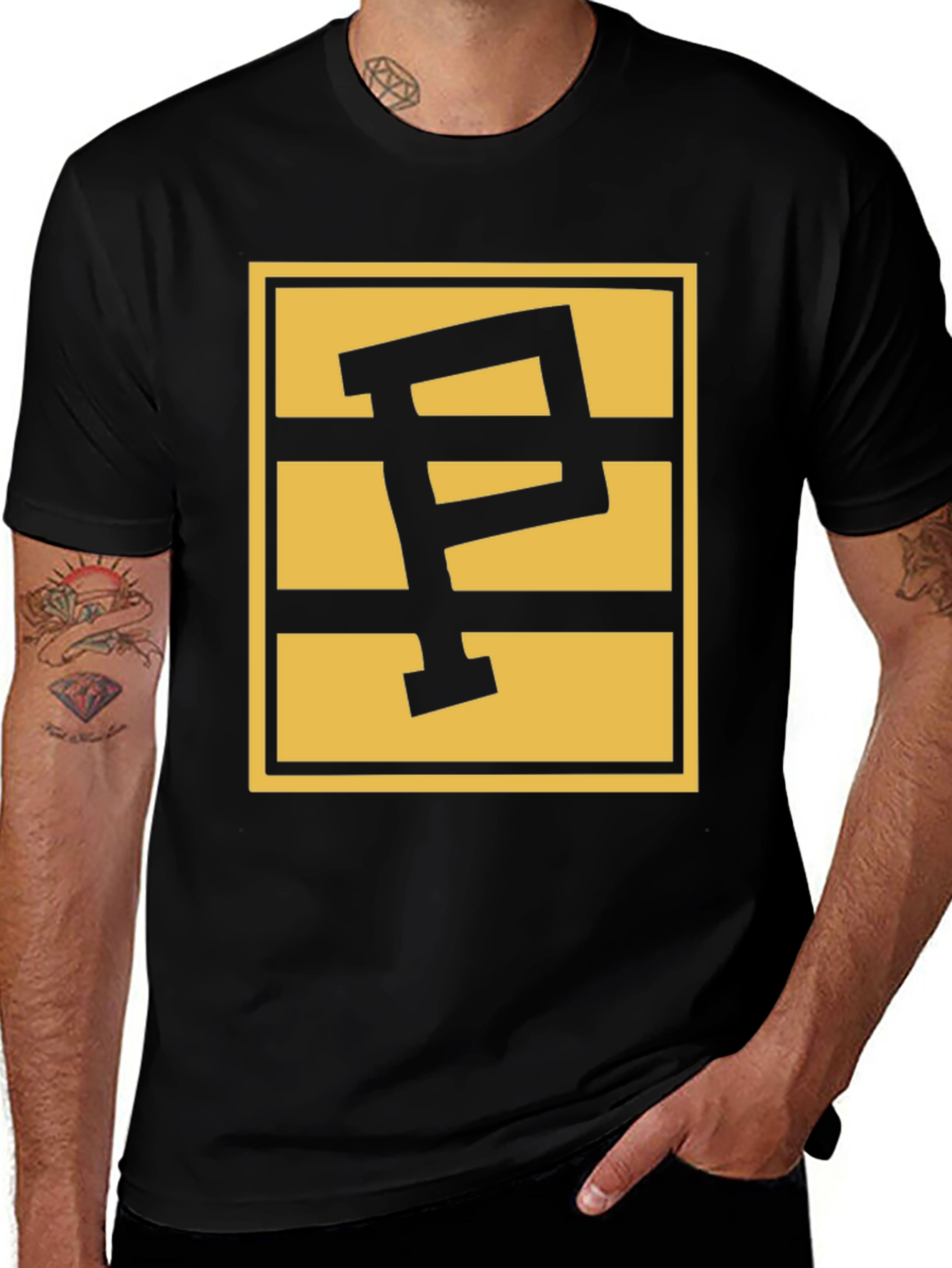 Variant 25 of Geometric 'P' Logo Black T-Shirt
