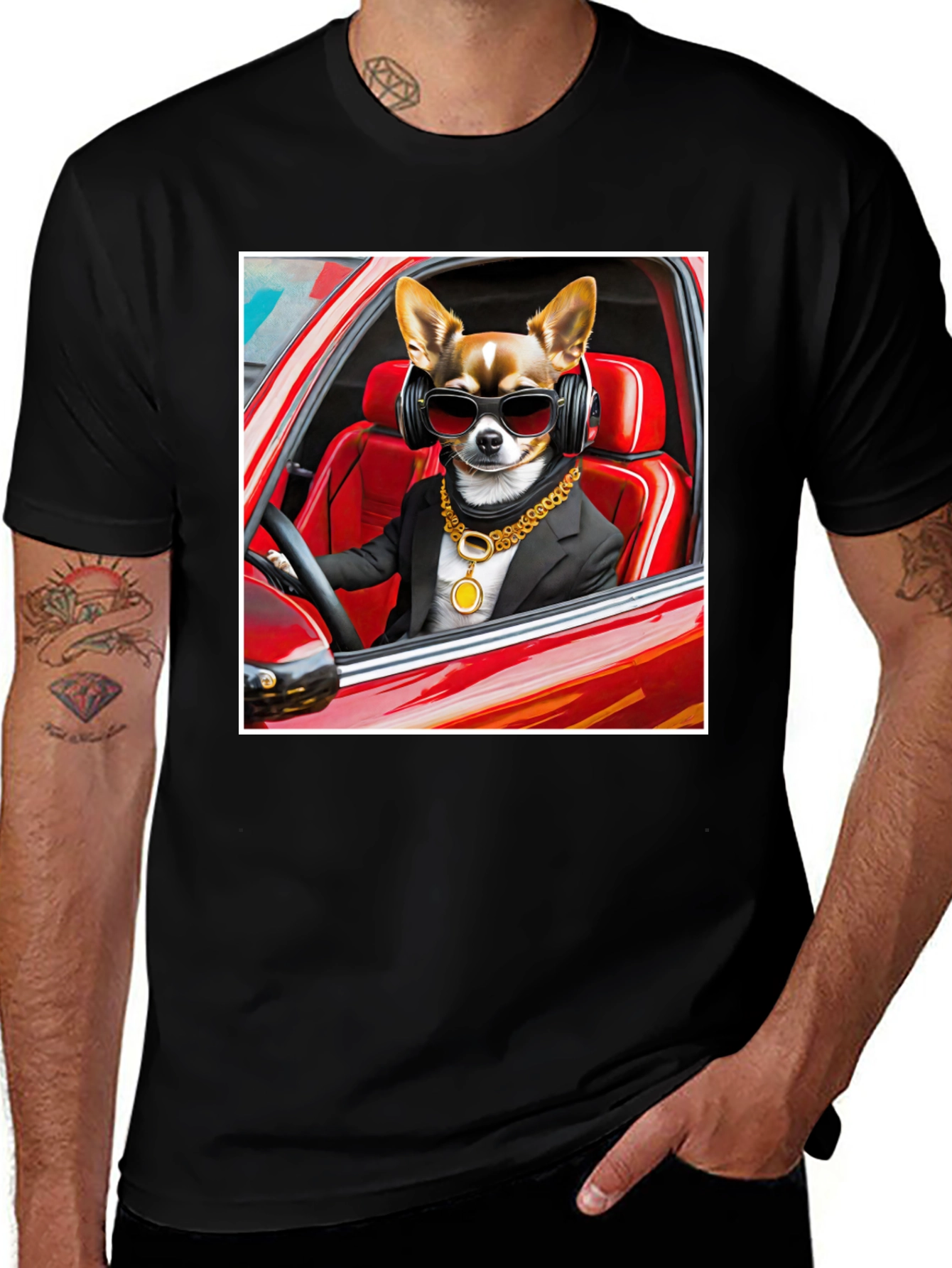 Variant 11 of Cool Dog in Car Graphic Tee